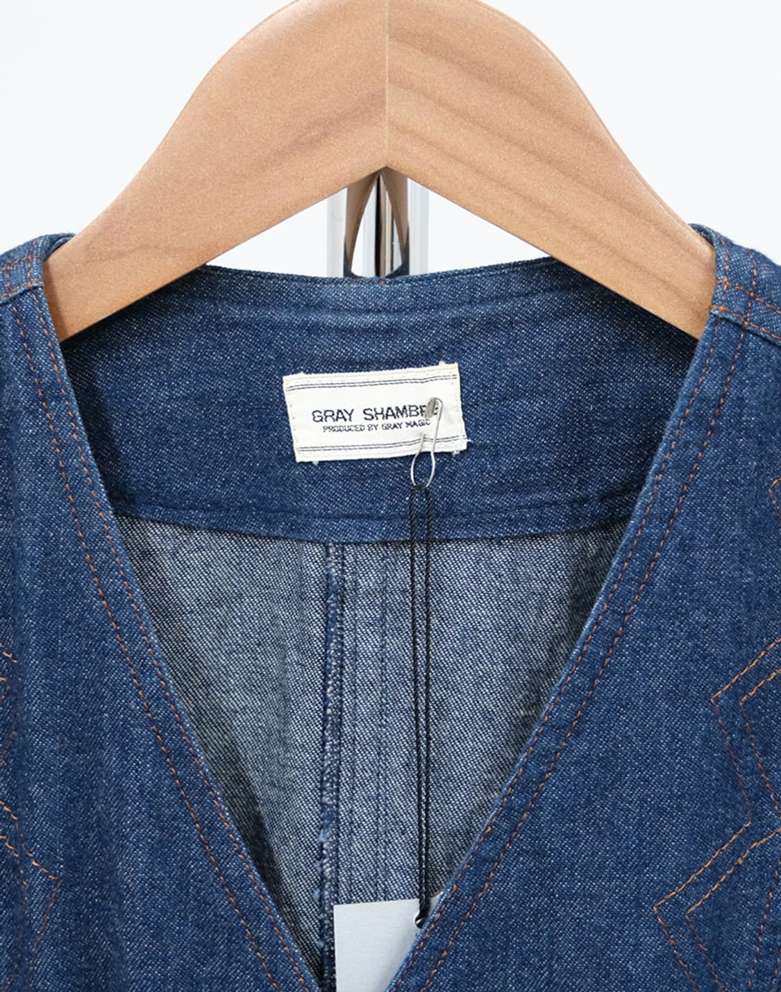 gray shambre vest 상품이미지3