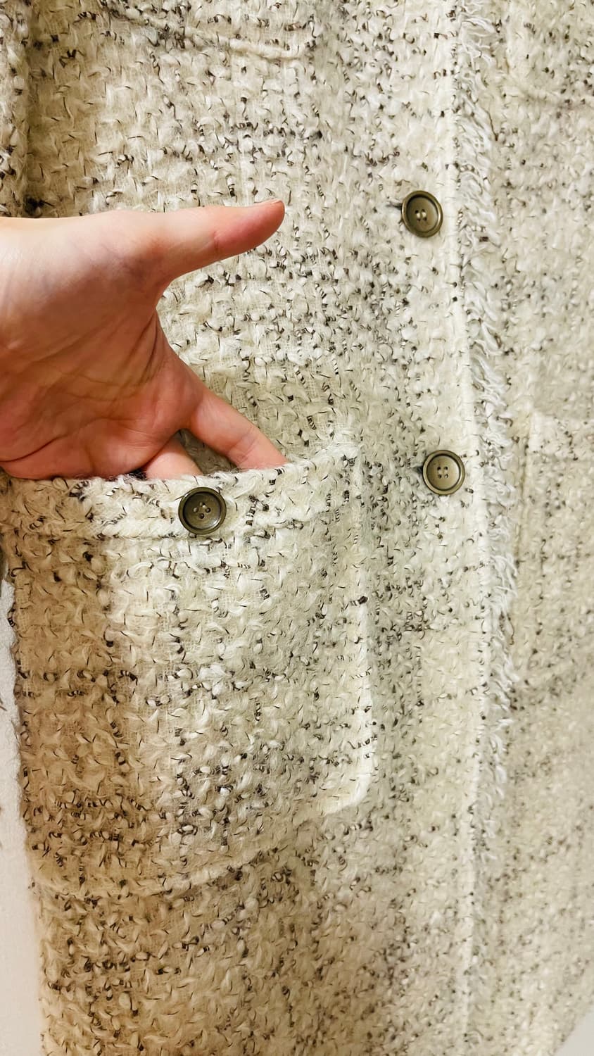 미샤 michaa 고급스러운 아이보리 트위드 롱 코트 150만원대 구매. 상품이미지6