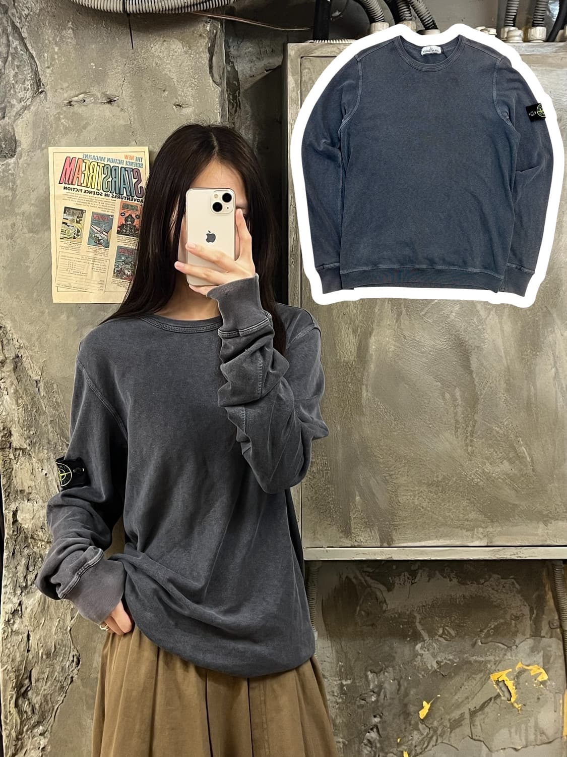 스톤 아일랜드 맨투맨 그레이 L #csz392 상품이미지1