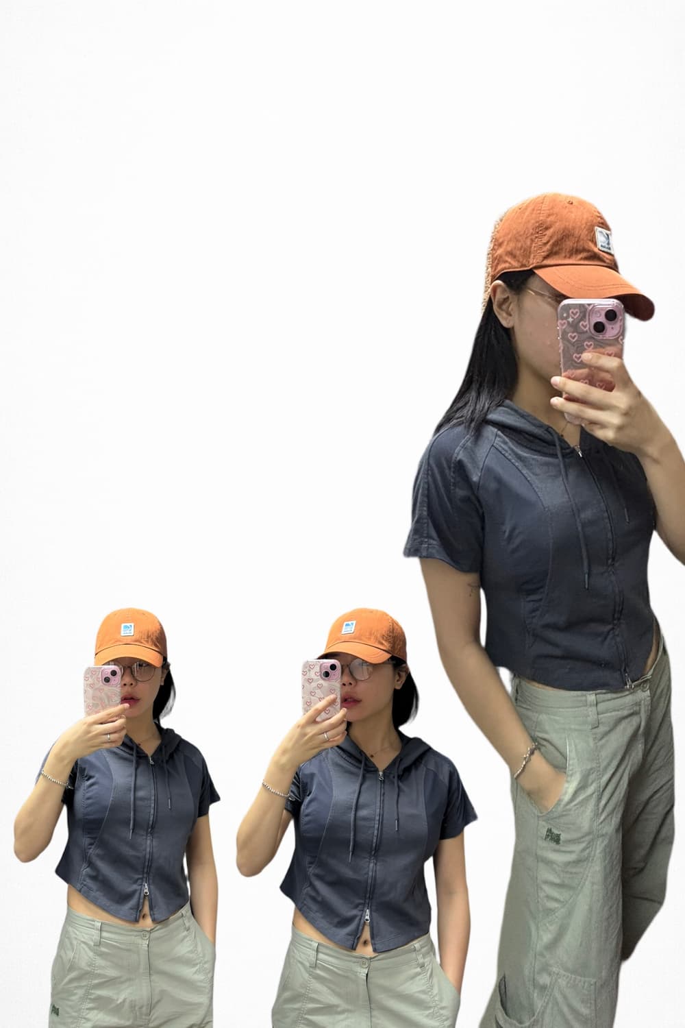 Brown Breath 크롭 반팔 후드집업 상품이미지3