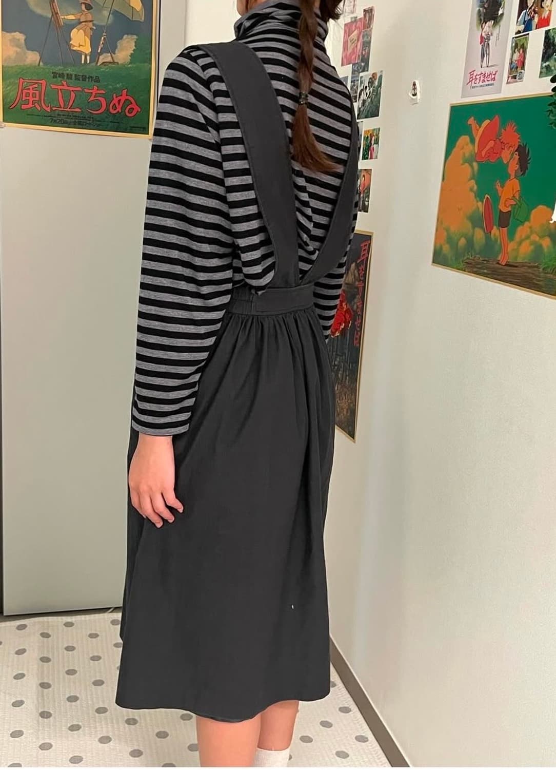 빈티지 모리걸 스트라이프 목폴라 + 원피스 세트 상품이미지2