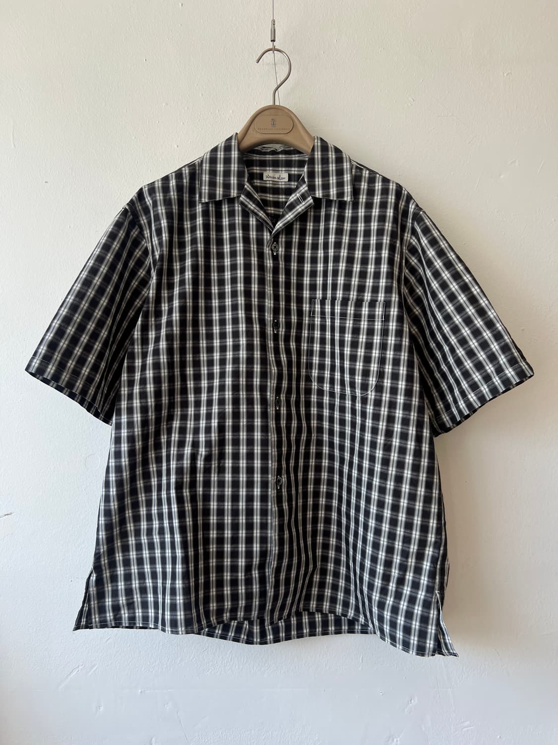 스티브알란 steven alan 남성 블랙체크 코튼반팔셔츠 상품이미지2