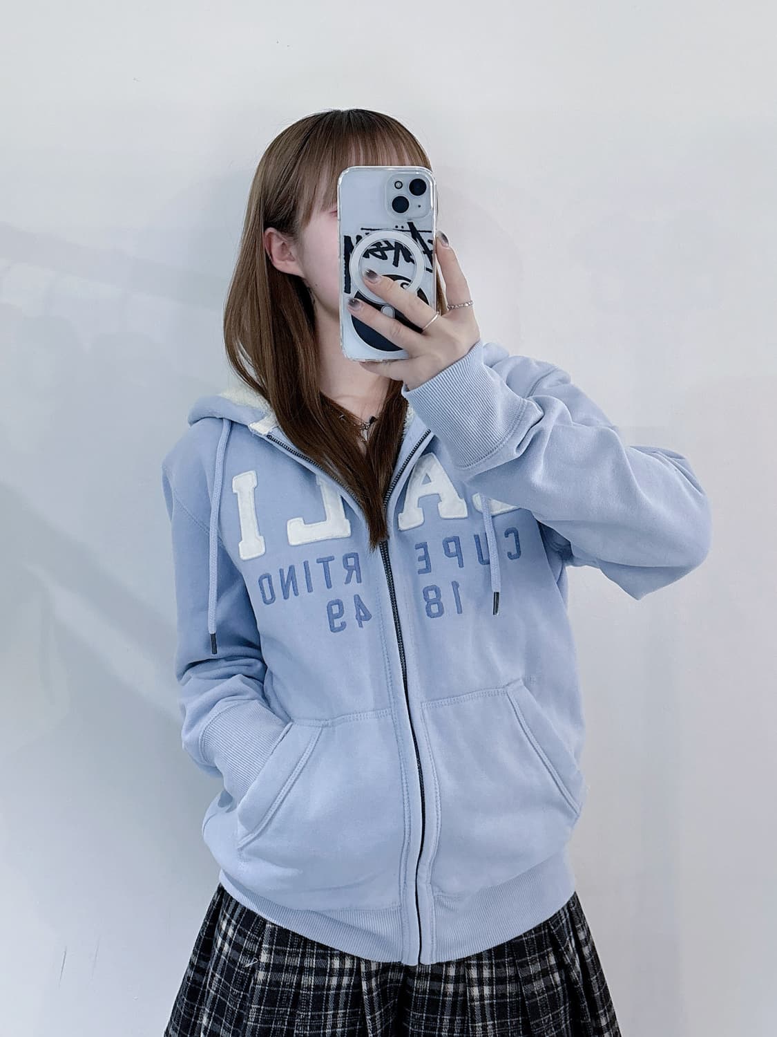 후아유 베이비블루 양털 후드집업 상품이미지1