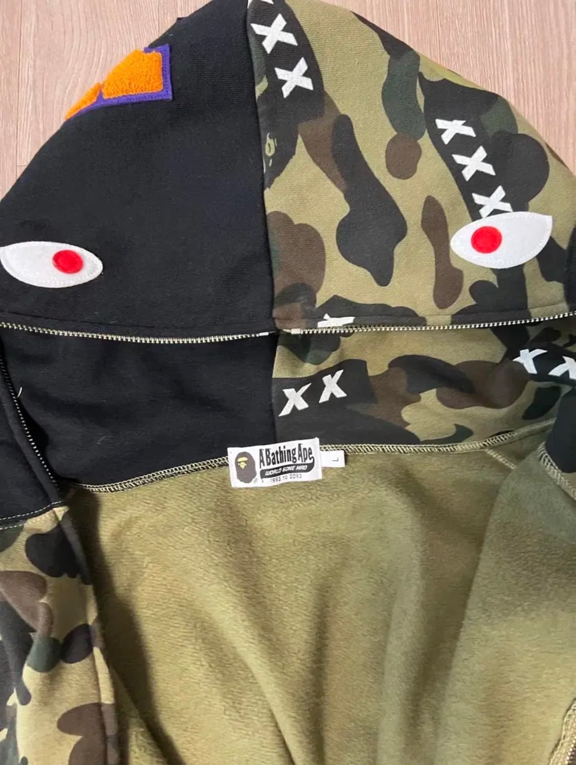 베이프 x 갓 셀렉션 xxx 콜라보 후드집업 팔아요 상품이미지3