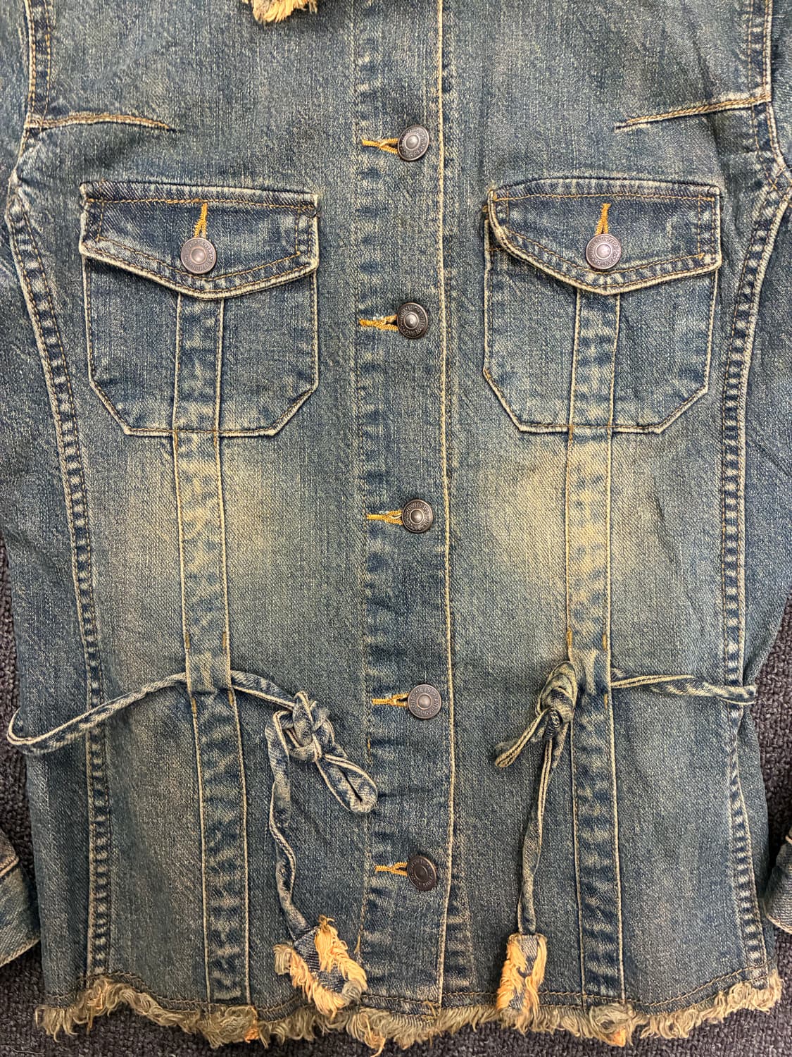 OS)Japanese vintage 여성 프린지 디테일 데님 셔츠 상품이미지6