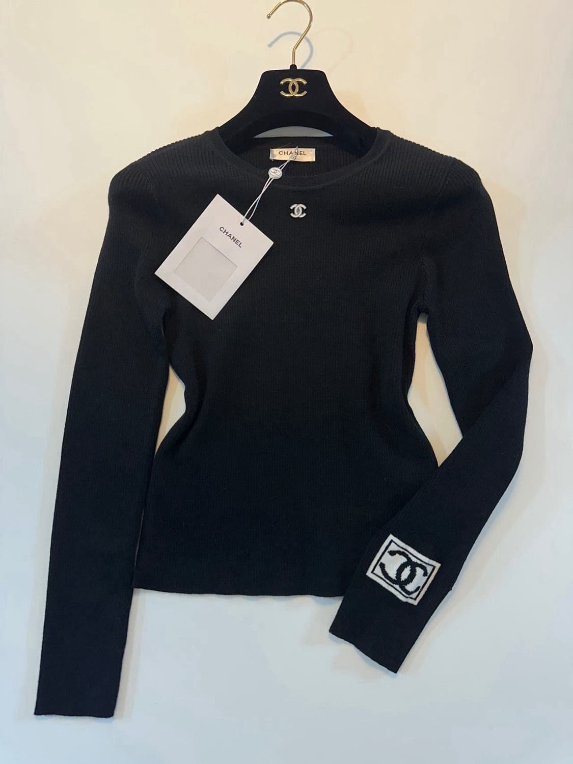 (새상품)샤넬소매로고니트 상품이미지6