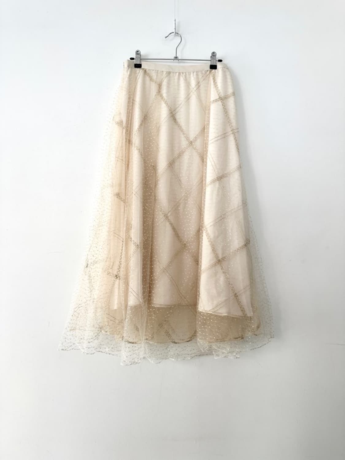 Diagonal pattern glitter tulle skirt  상품이미지3