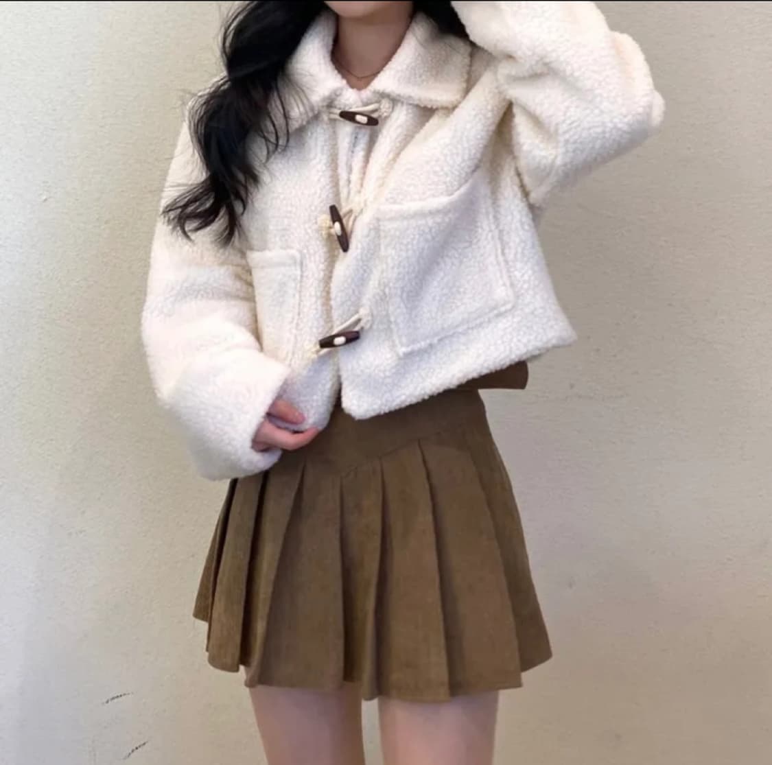 급처) 아이보리 뽀글이 숏코트 자켓 상품이미지1