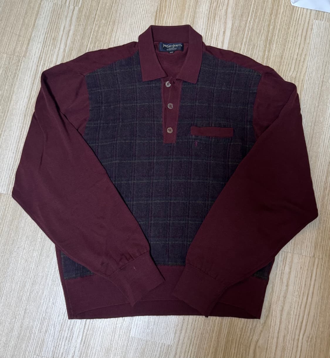 YSL 입생로랑 빈티지 버건디 니트 상품이미지1