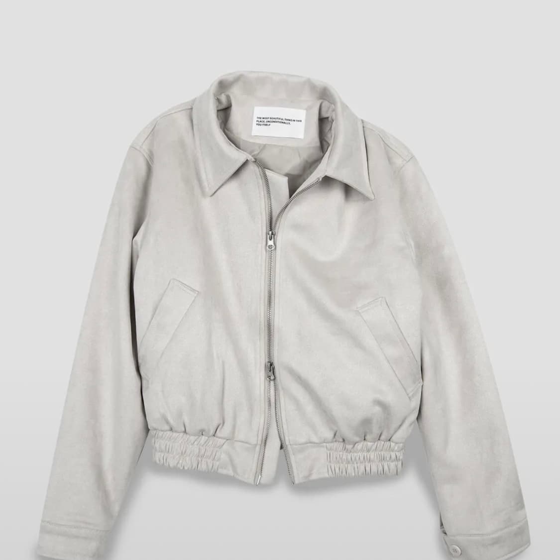 플레이스스튜디오 투웨이 블루종 스웨이드 밴딩 점퍼 자켓 아이보리 상품이미지1