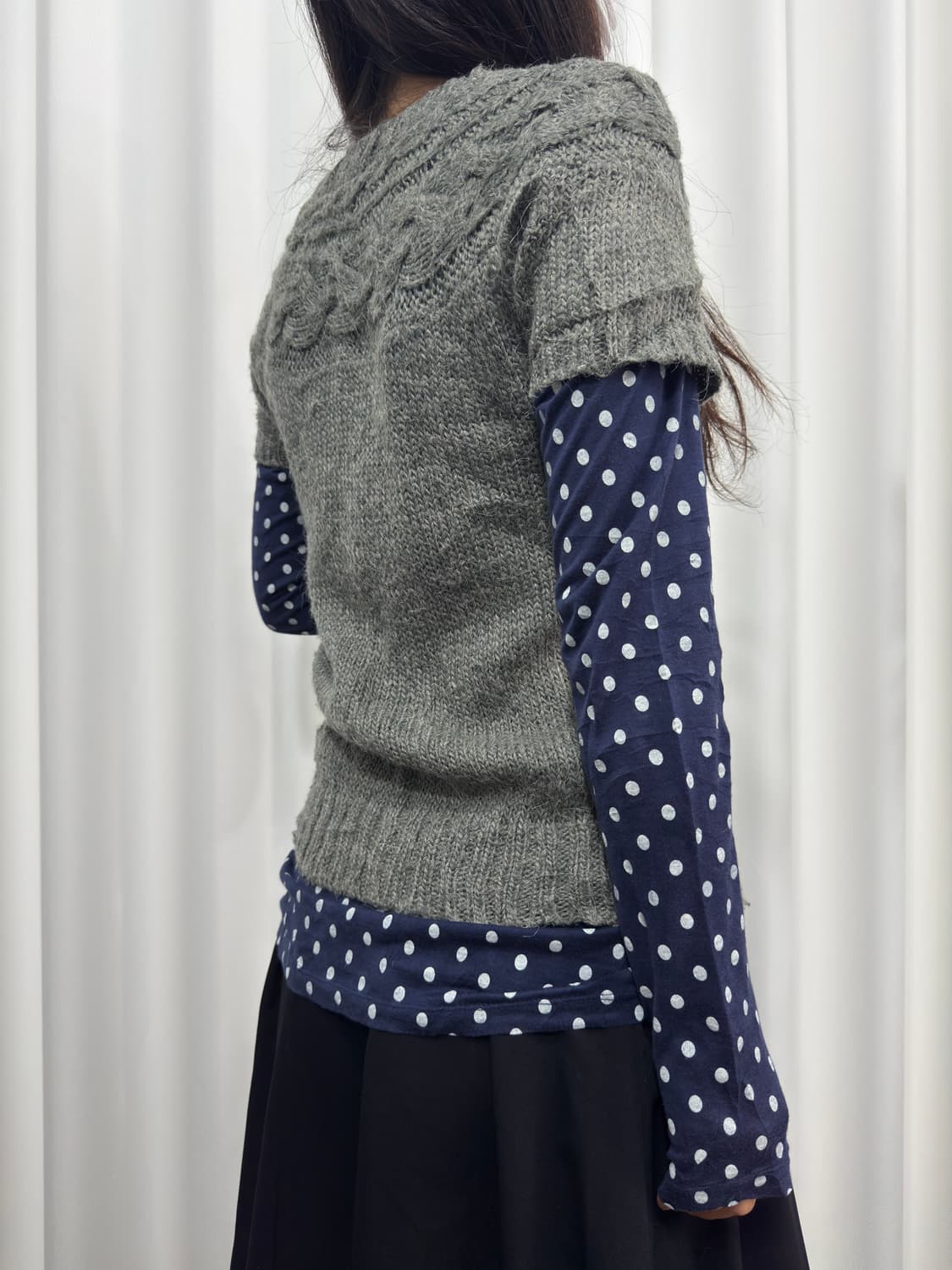 gray mori button knit top 상품이미지6