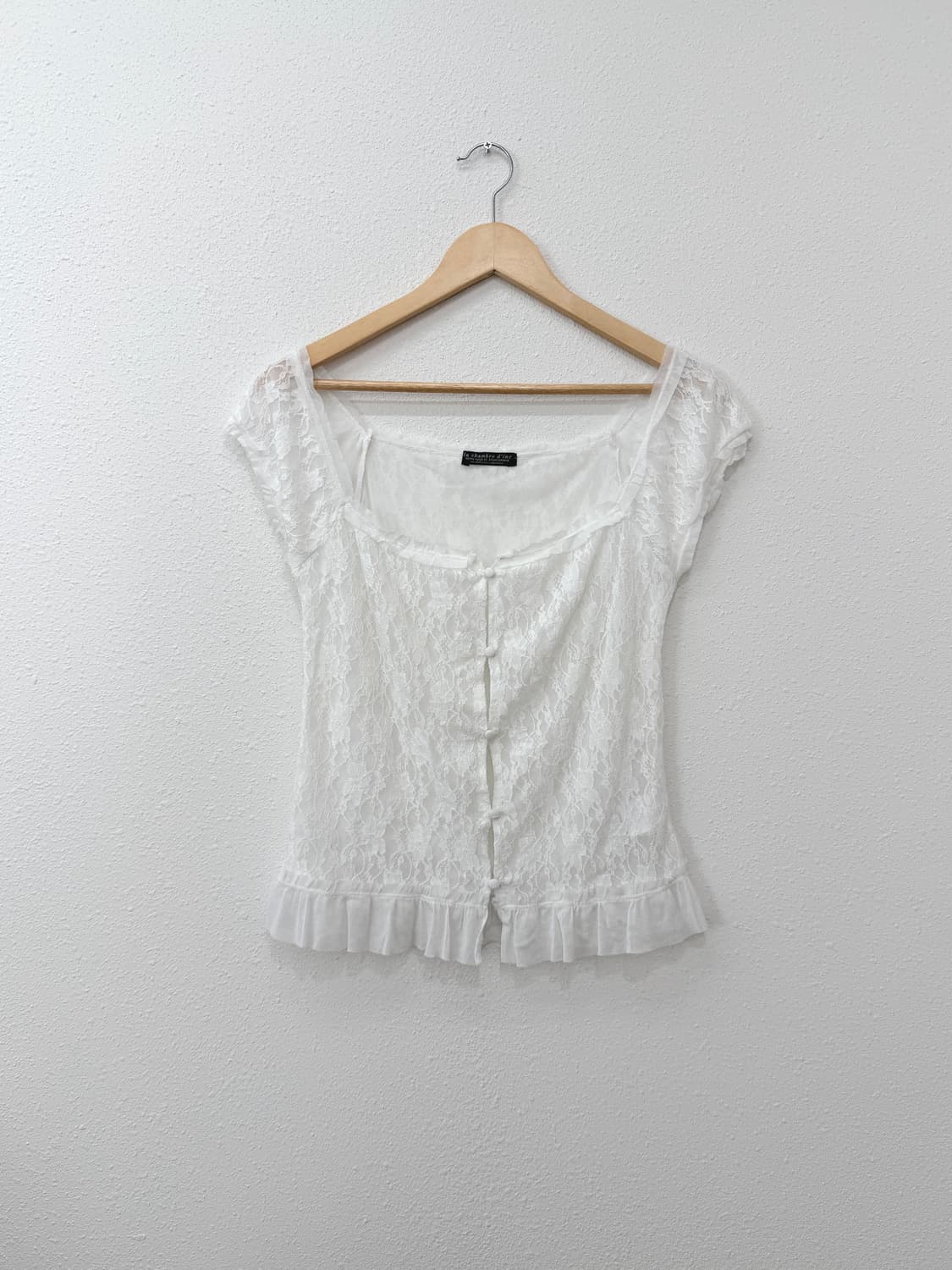 빈티지 La chambre dine 화이트 레이스 시스루 블라우스 상품이미지1