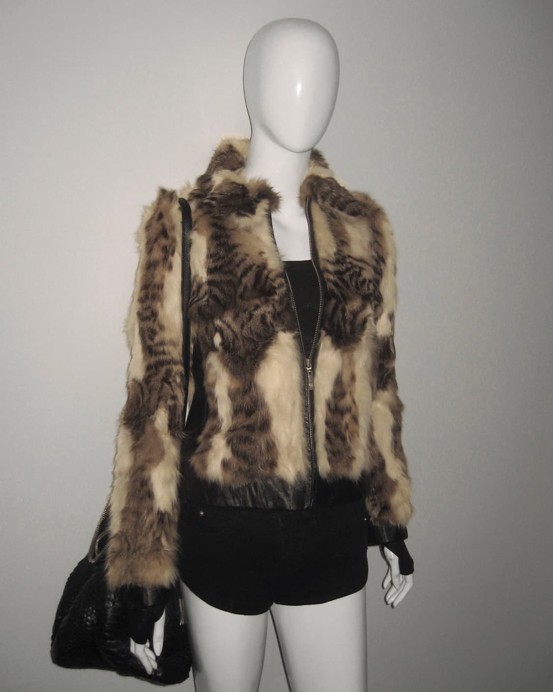 빈티지 토끼퍼 레더 자켓 레오파드 호피 갸루 상품이미지10