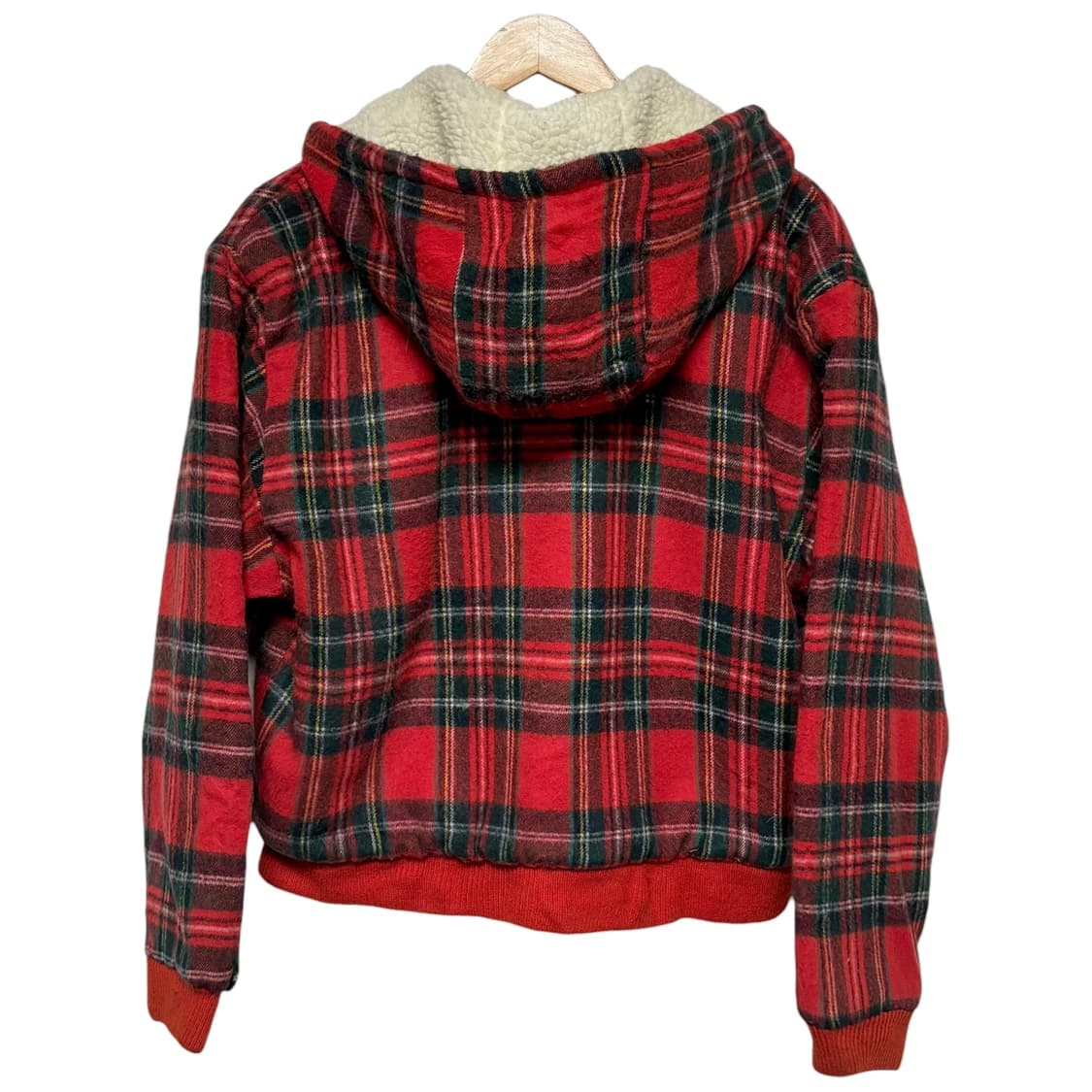 3729 레드 체크 퍼안감 후드 봄버자켓 상품이미지4