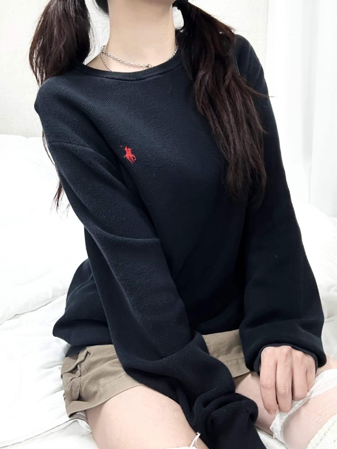 폴로 피마코튼 블랙 와플니트 상품이미지4