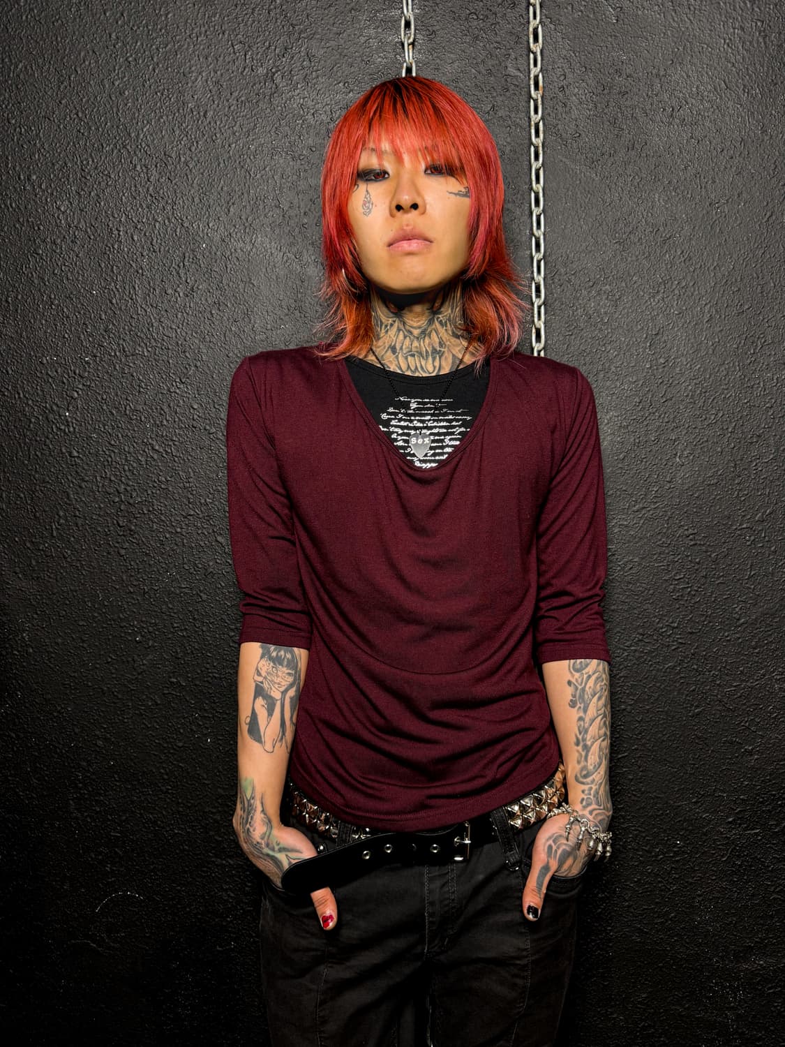 in the attic - Layered 3/4 Sleeve Tshirt 상품이미지1