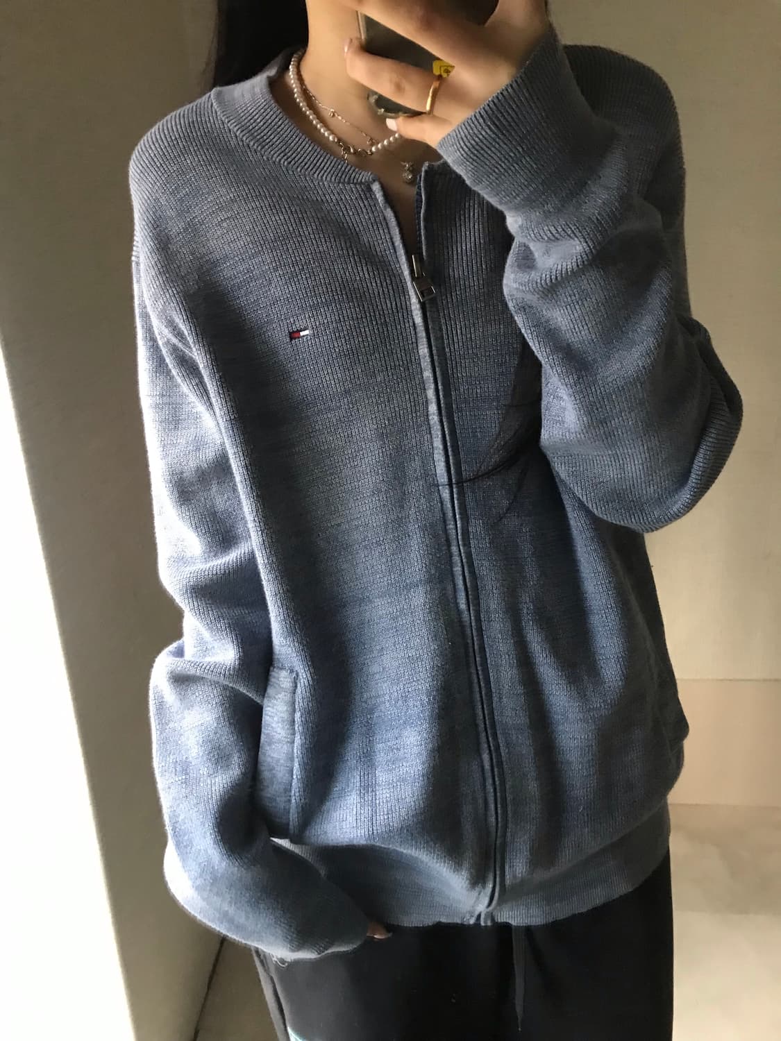 타미힐피거 연하늘 니트집업 상품이미지2