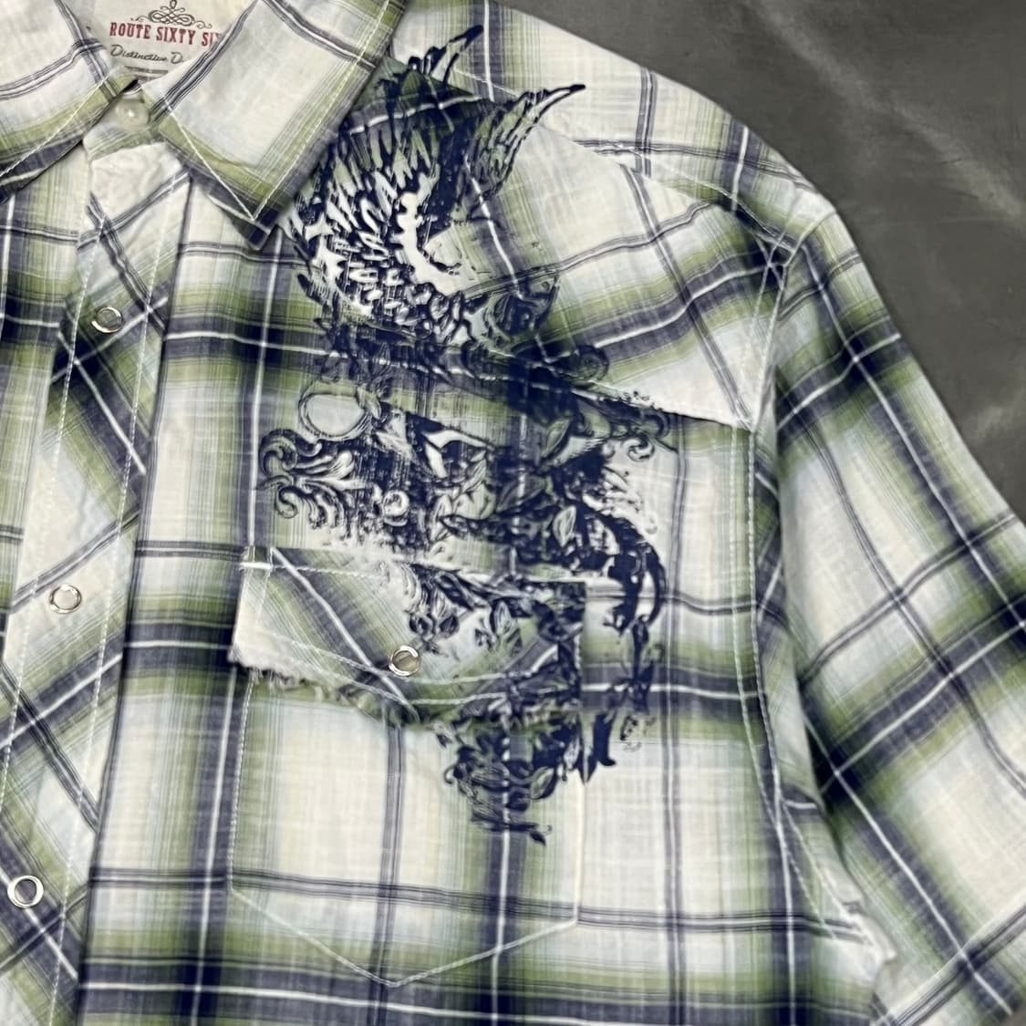  Route sixty six 그래픽 체크 하프 셔츠 y16330 상품이미지4