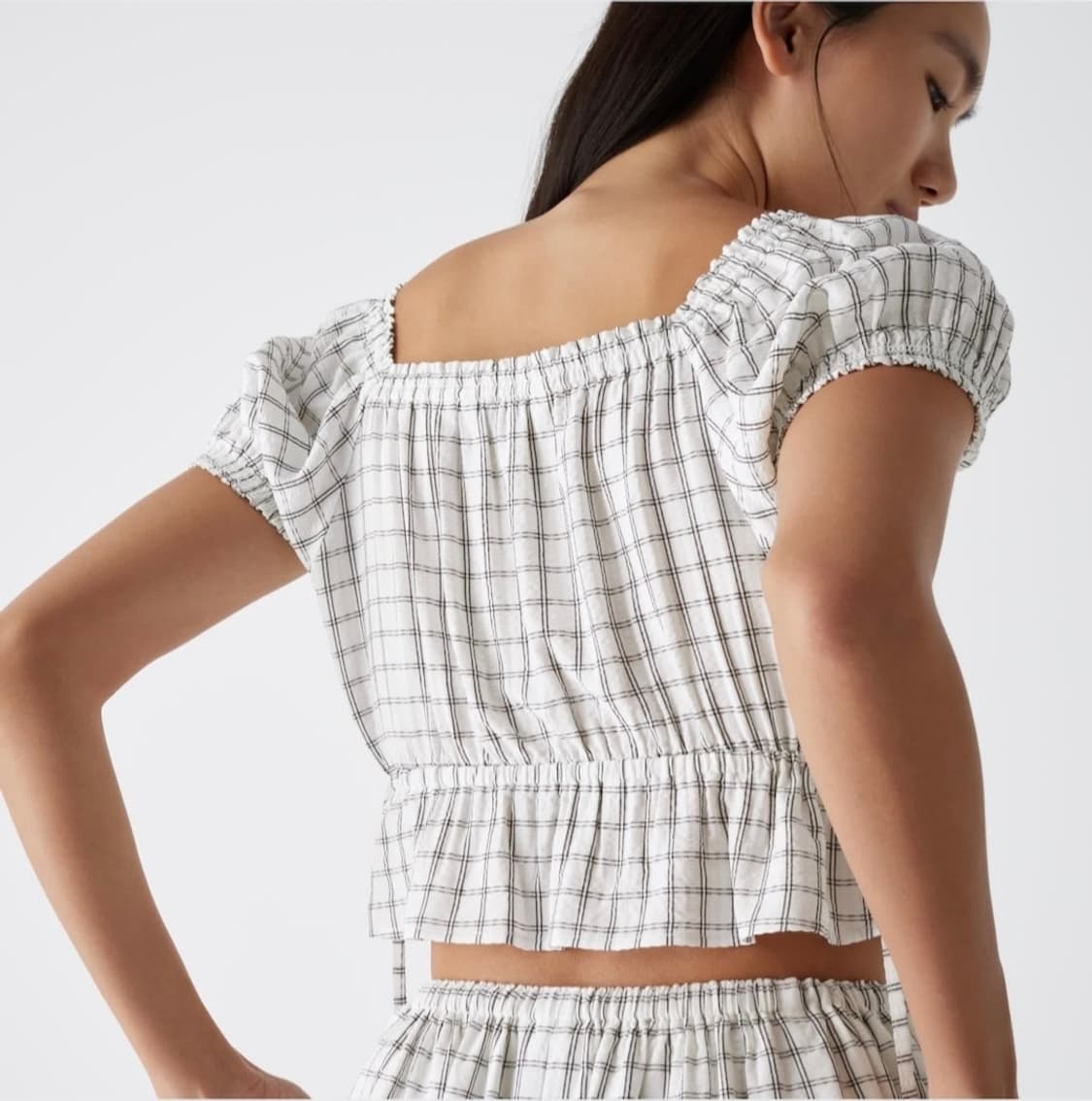 유니클로 : C 체크 크롭 예쁜 블라우스 상품이미지1
