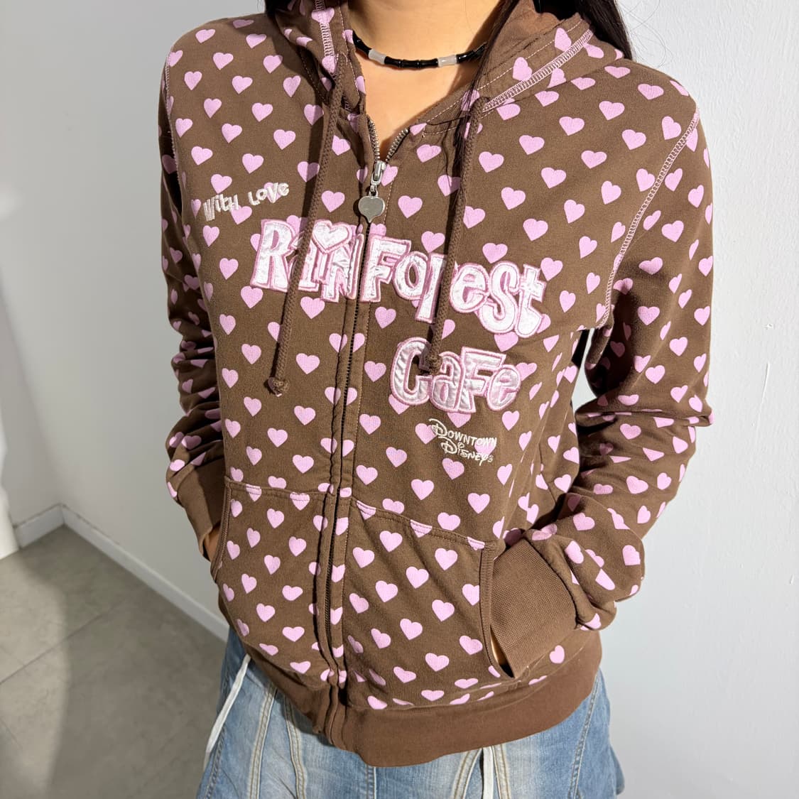 Rainforest Cafe 초코 브라운 하트 후드집업 상품이미지2