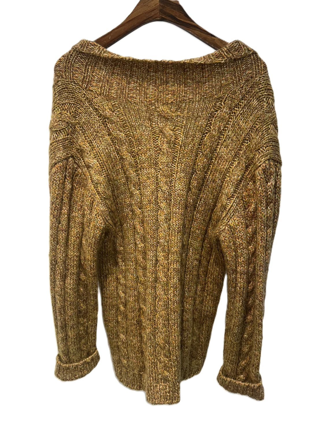 vintage 그린 멜란지 케이블 니트 가디건 상품이미지3