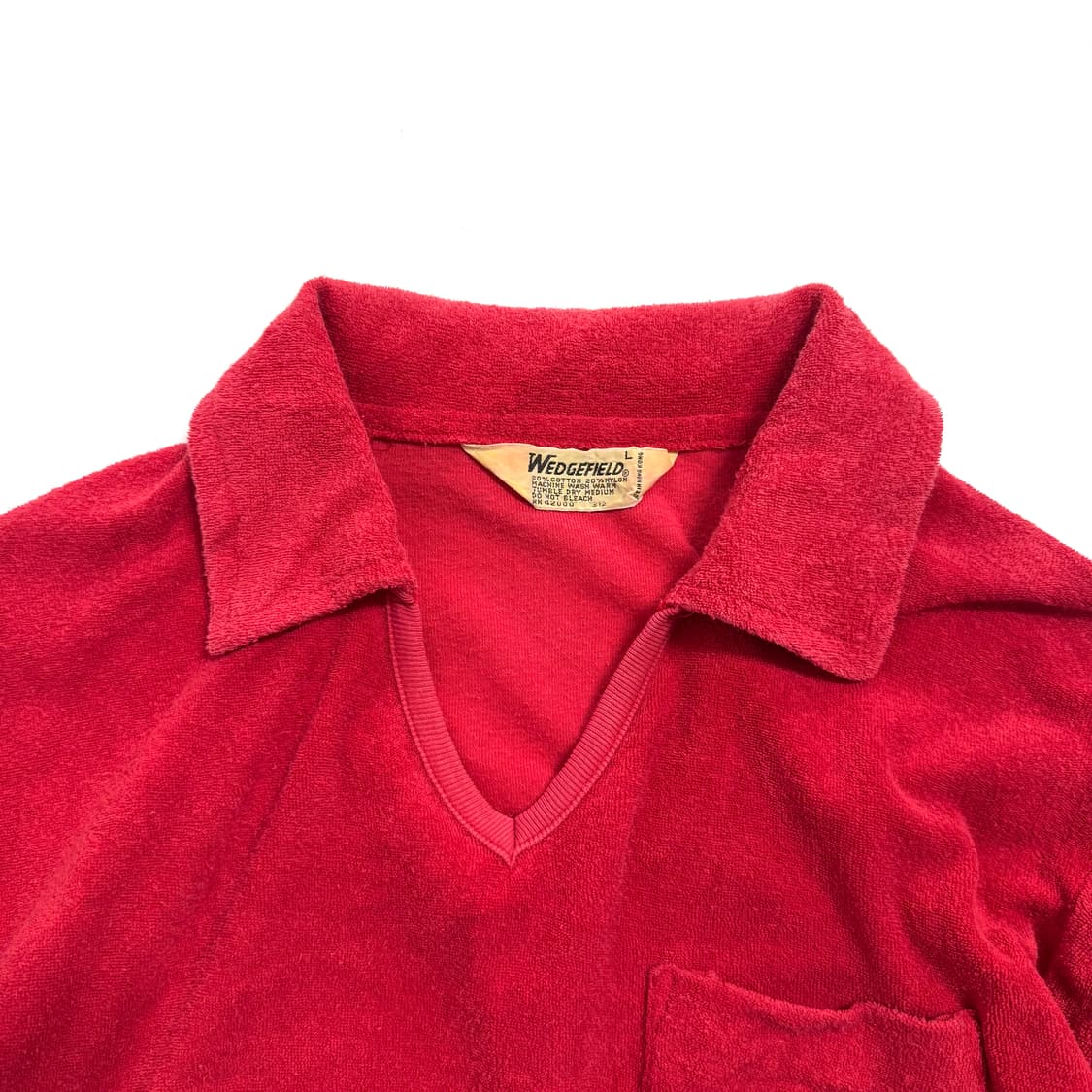 80s 빈티지 타월링 브이넥 오픈카라 셔츠 상품이미지3