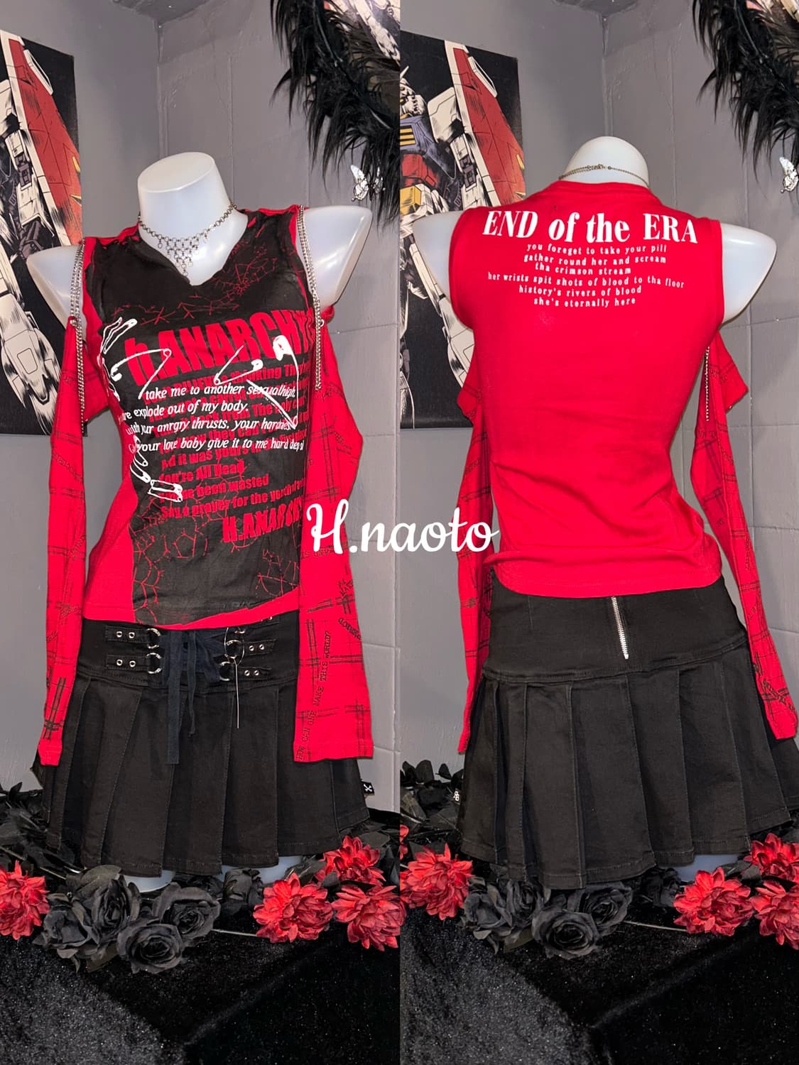 H.NAOTO 에이치나오토 프린팅 긴팔티 펑크갸루y2k 상품이미지2