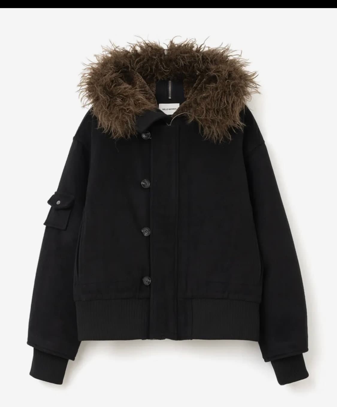 밀로우먼 버튼 플라이트 울 파카 [블랙] 상품이미지2