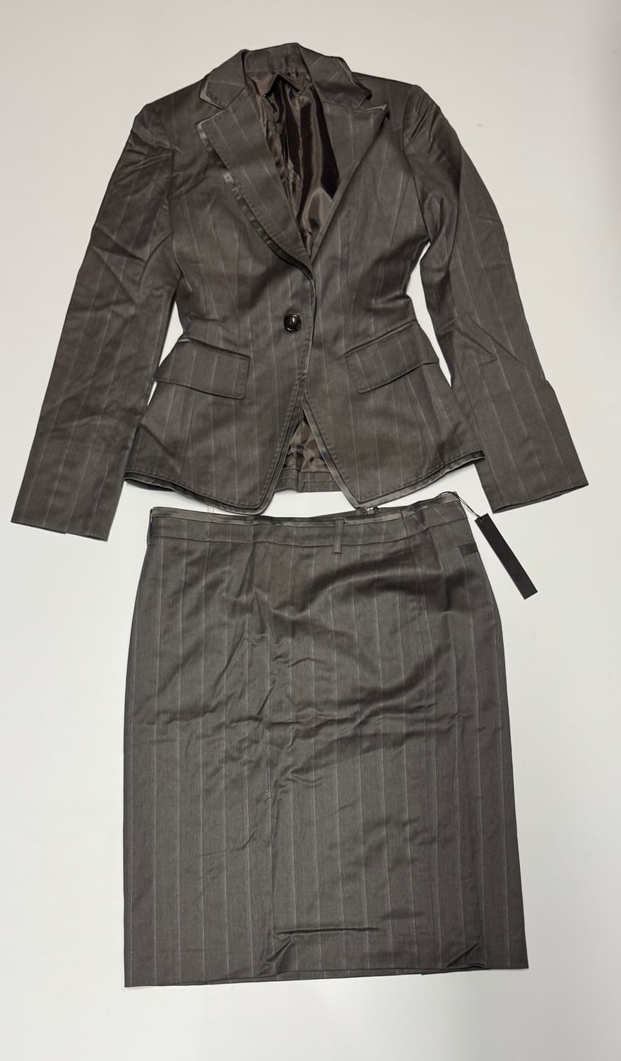 여성 미샤 스트라이프 실크 울 혼방 정장 스커트 셋업 상품이미지1