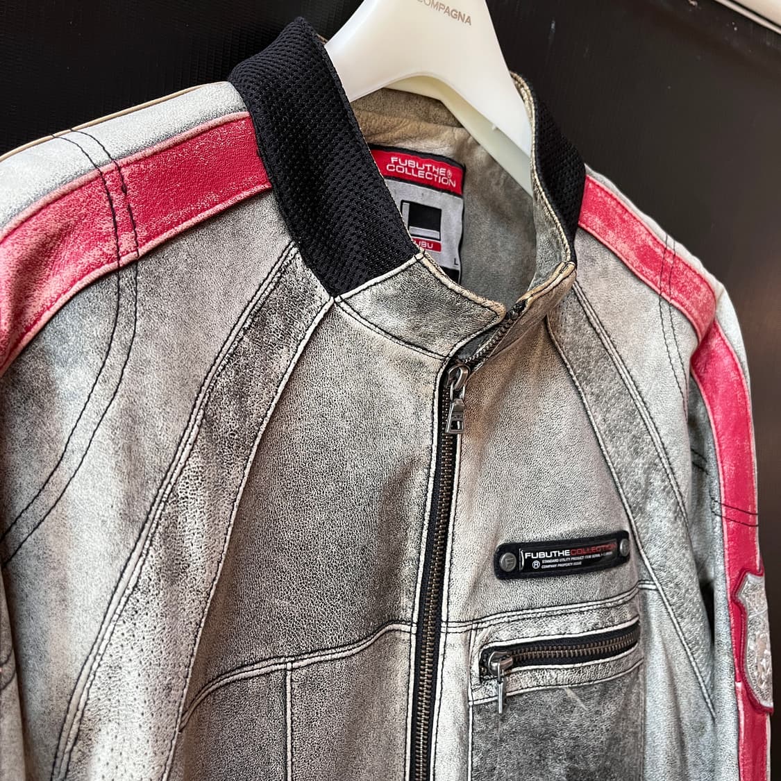 M) FUBU 2004 산양가죽 더티워싱 Y2K 레더자켓 상품이미지5