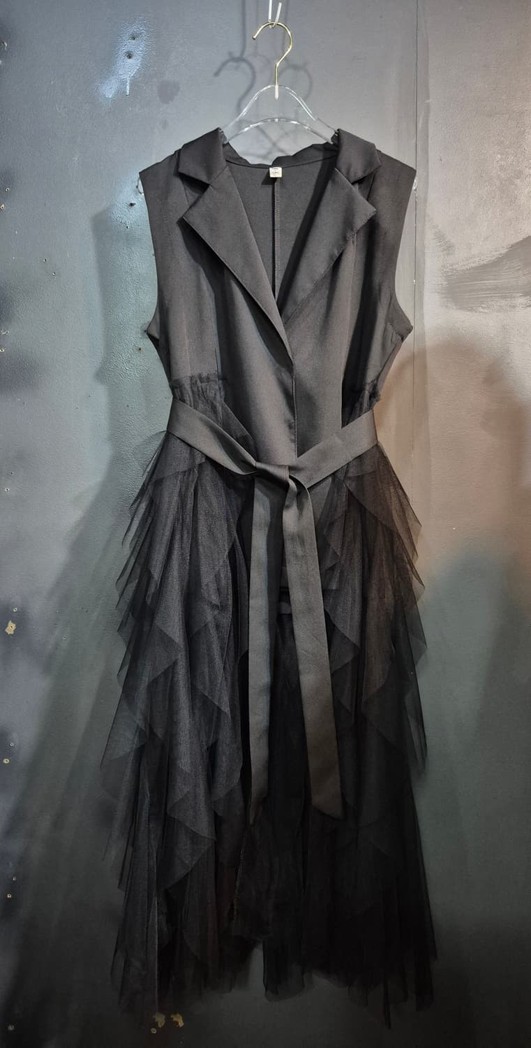 블랙 레이어드 망사  조끼원피스 55 66 상품이미지1