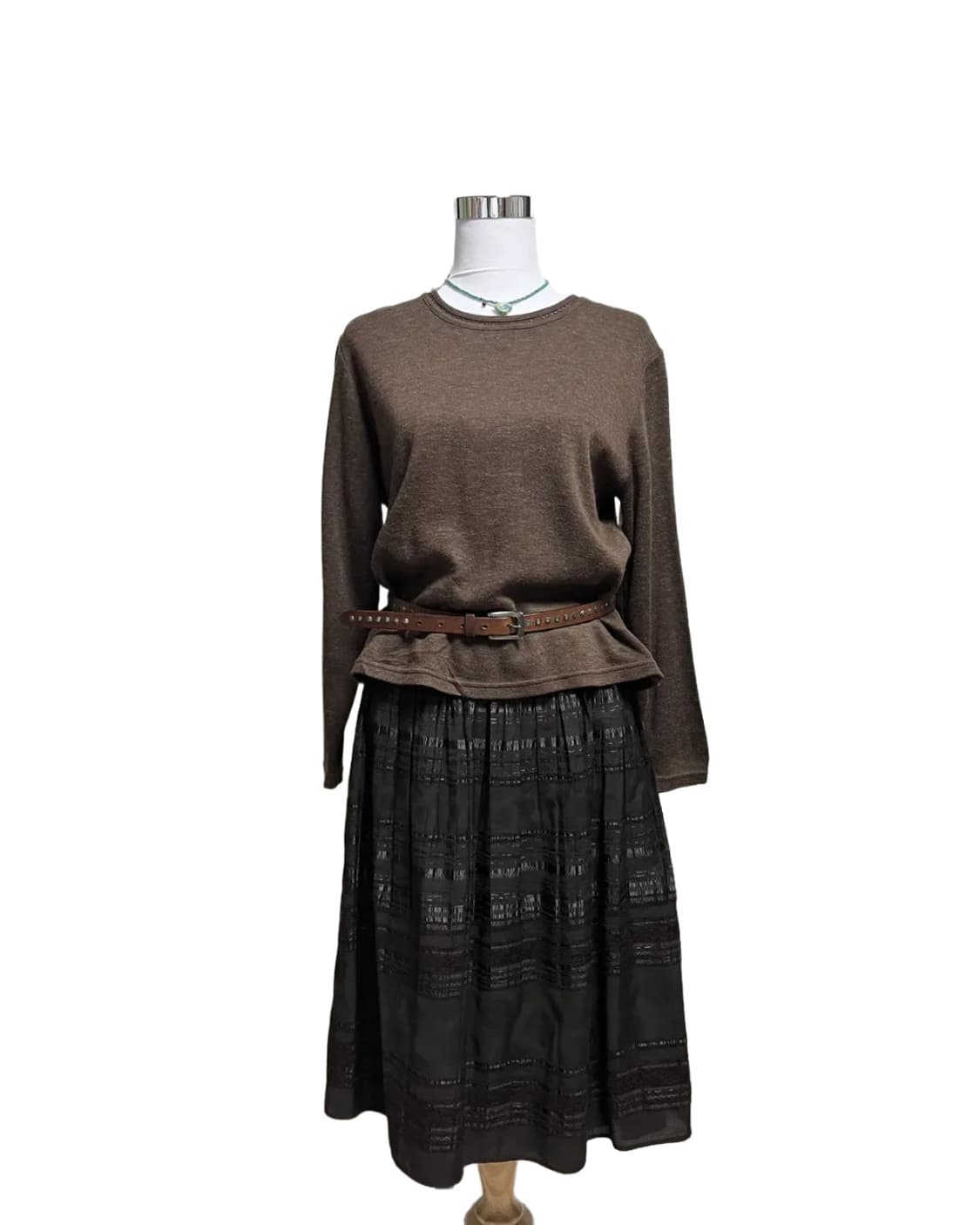 Dots&lace brown skirt 상품이미지5