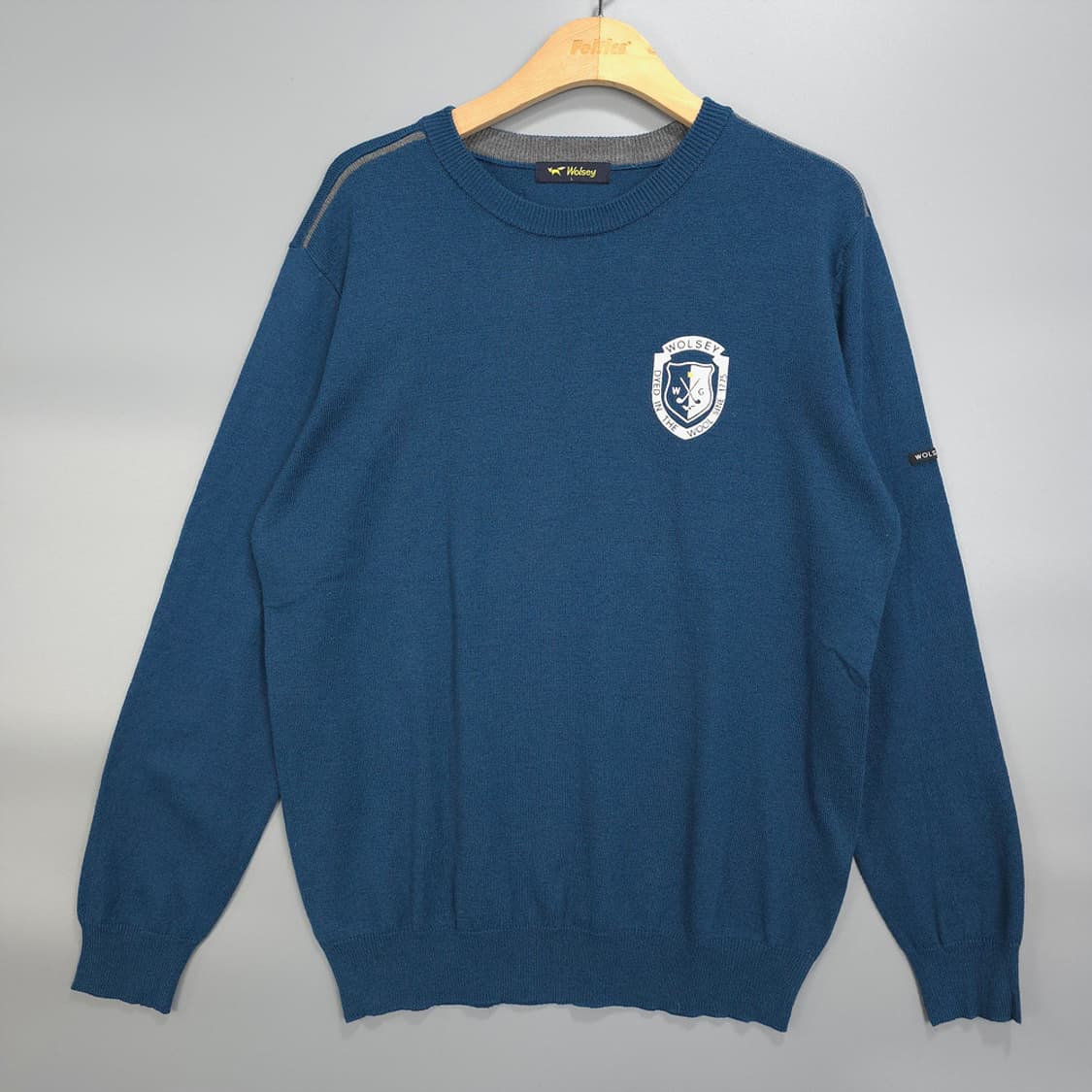 울시 WOLSEY 로고 크루넥 니트 블루 L 상품이미지1