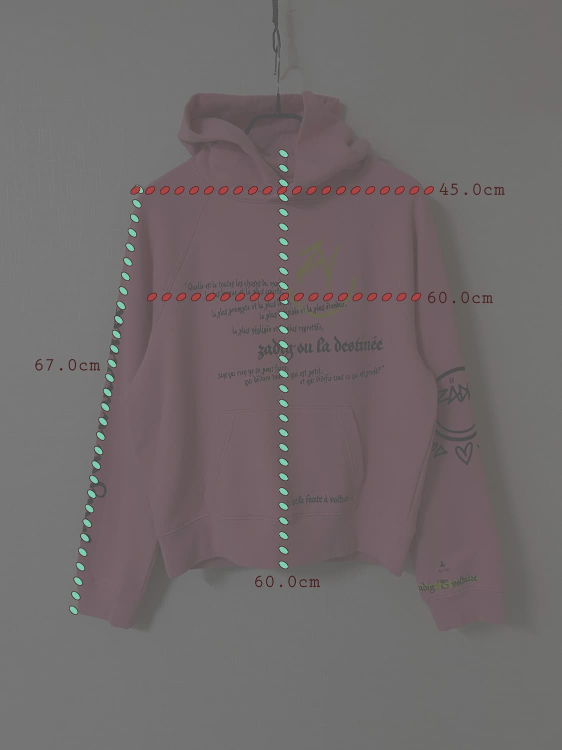 쟈딕앤볼테르 핑크 그래픽 후드 xs 상품이미지5