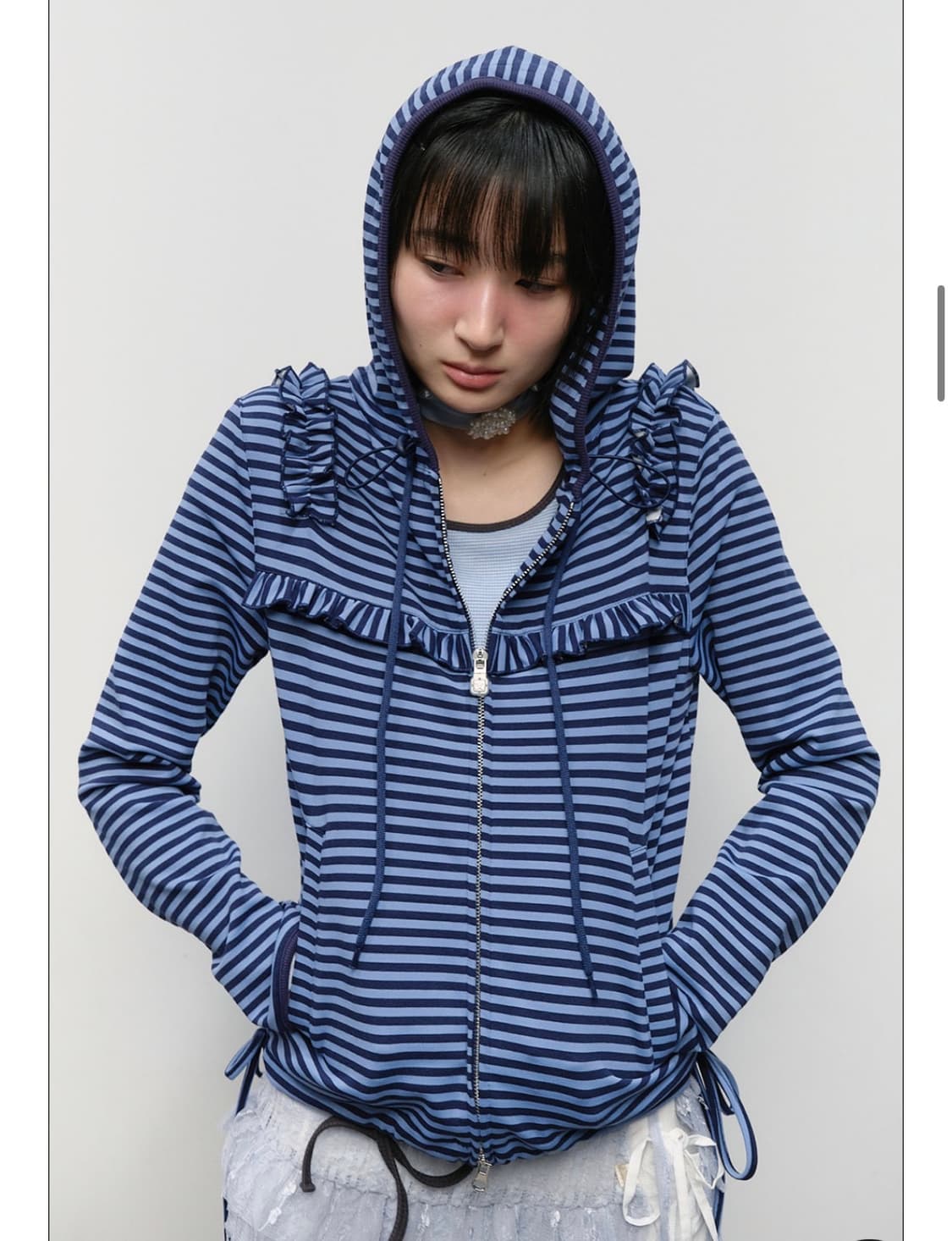 타입서비스 러플 스트라이프 Zip Hoodie Blue 상품이미지1