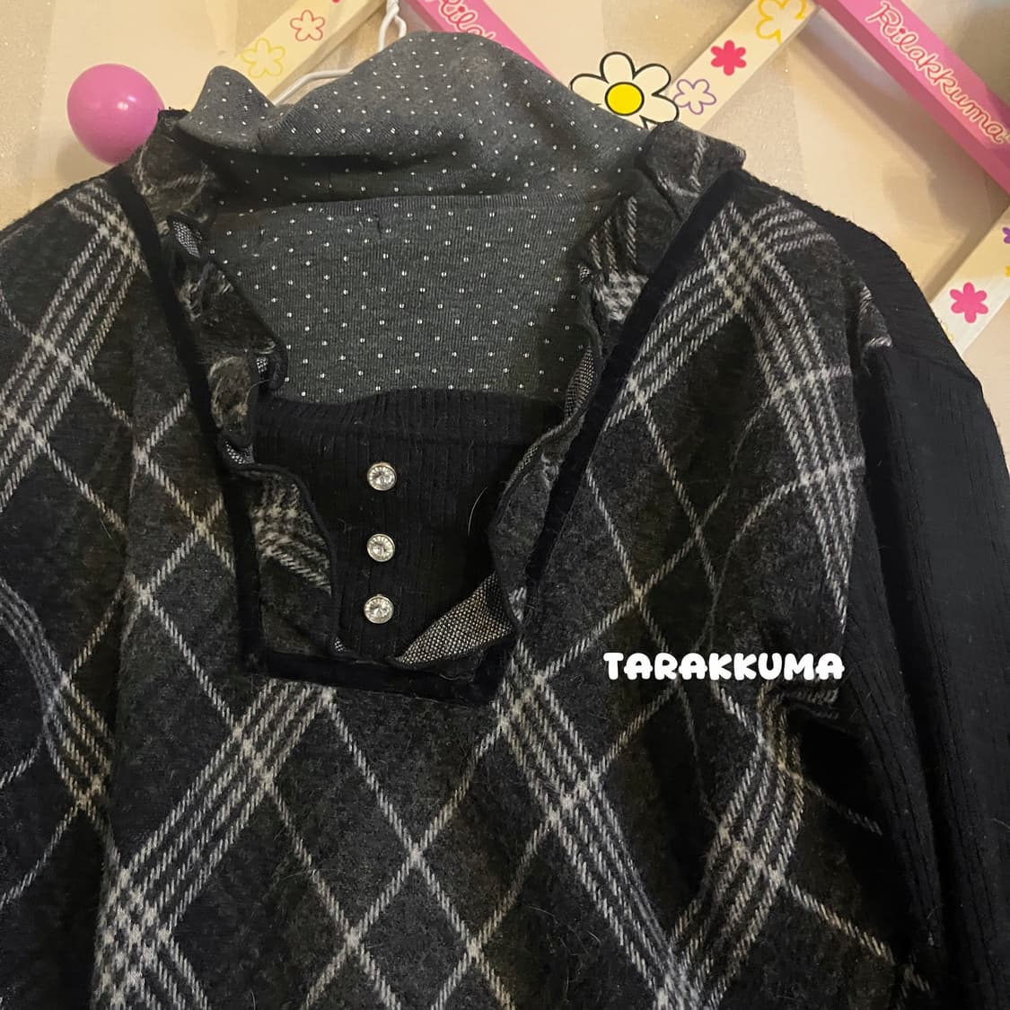 빈티지니혼진코디세트 긱시크모리블랙아가일스커트헌팅캡 상품이미지3