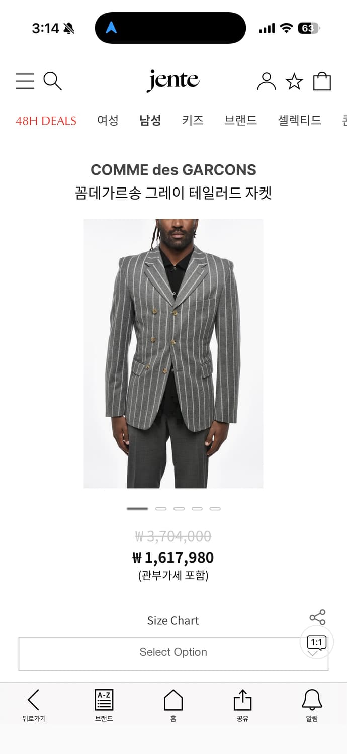 24aw 꼼데가르송 옴므플러스 스트라이프 버튼 자켓 m 상품이미지5