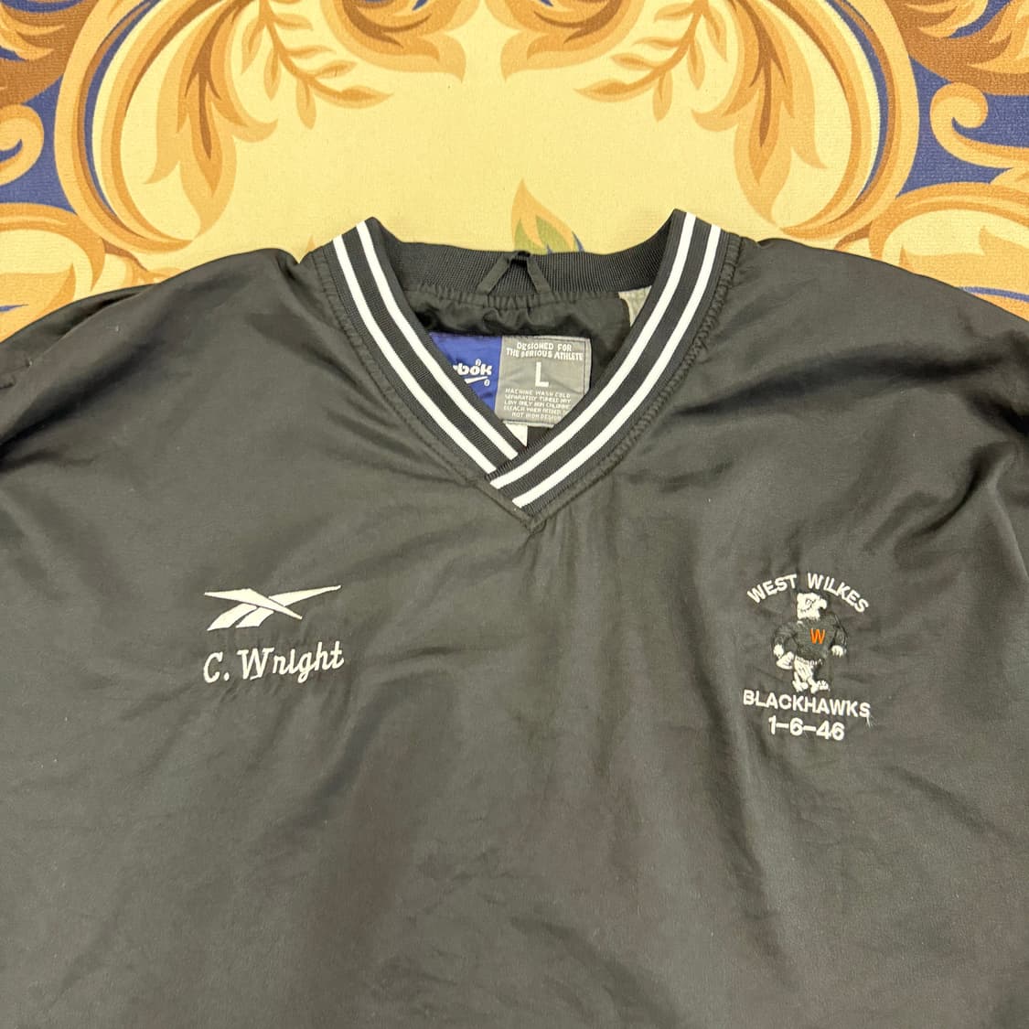 (L)90s 리복 Reebok 웜업 바람막이(블랙,검흰) 상품이미지2