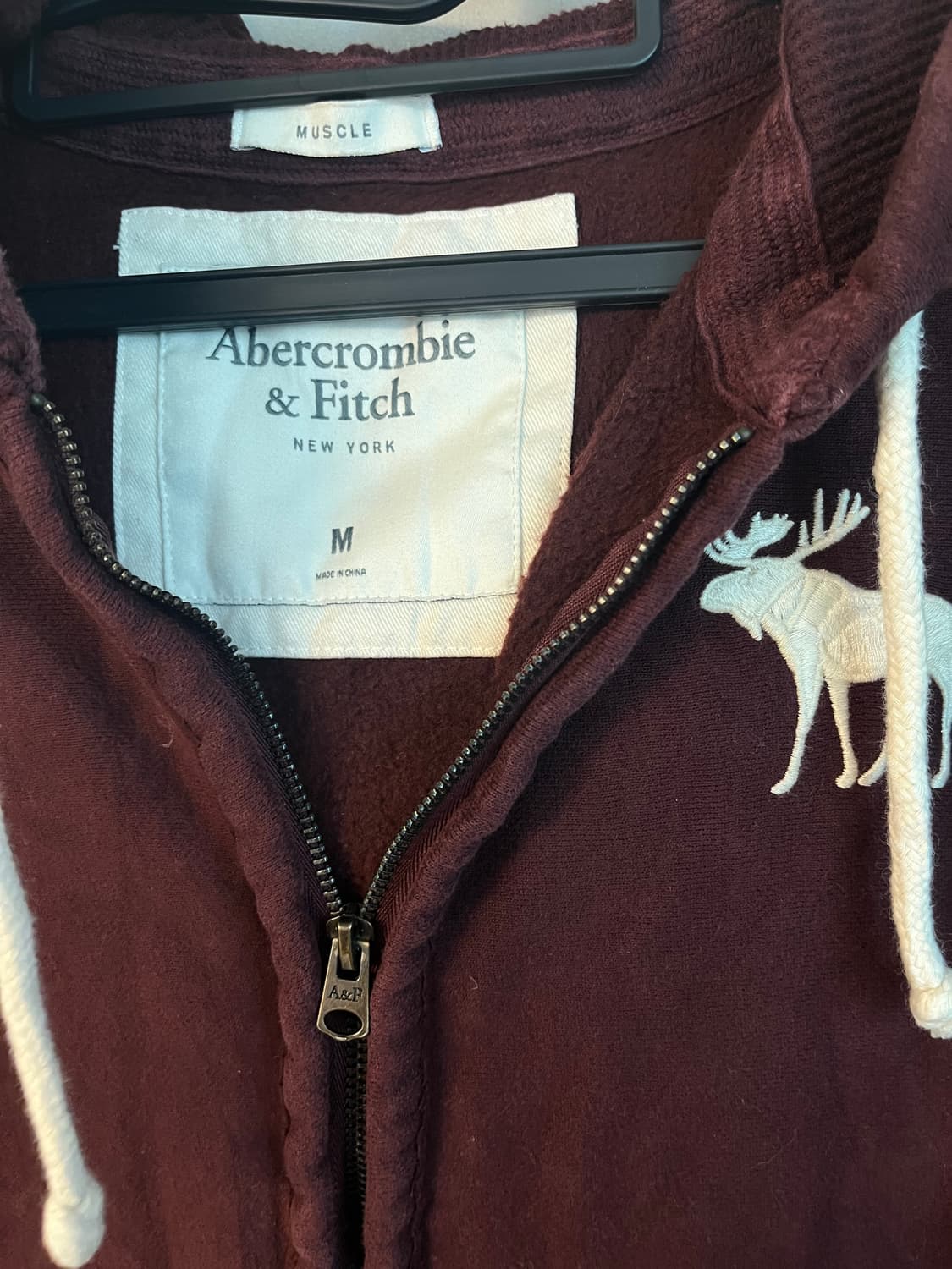 아베크롬비 화이트 순록 대장 후드집업 버건디 [M] 상품이미지4