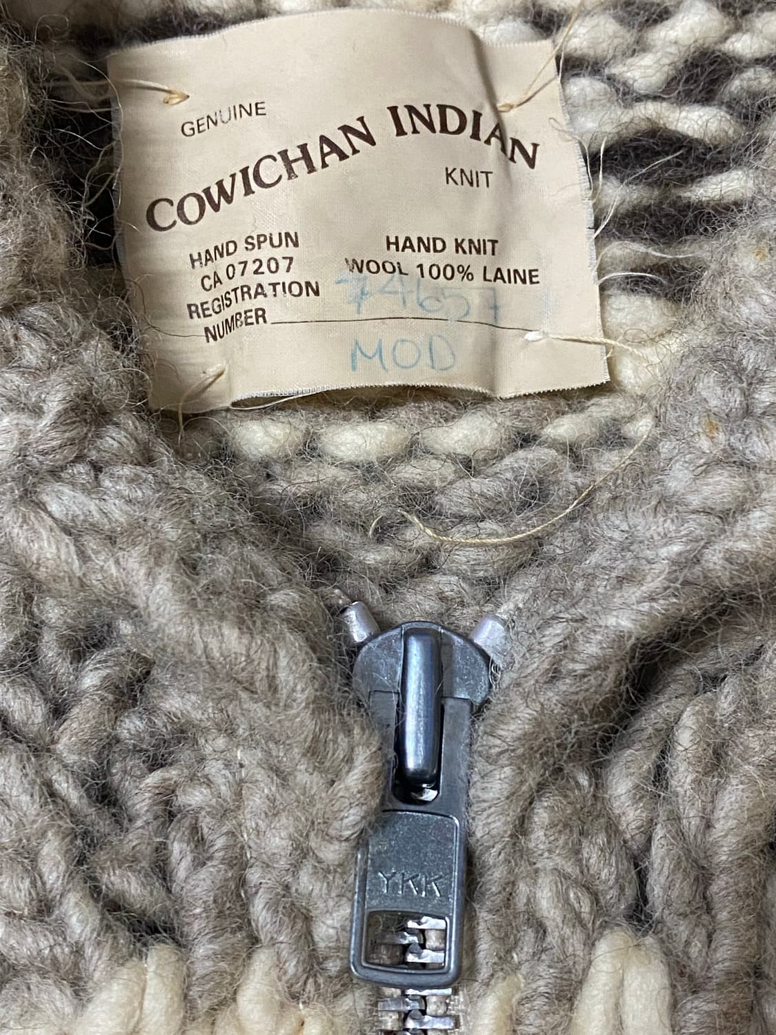 아메리칸 빈티지 캐나다 코위찬 인디언 베이지 니트 집업 상품이미지5