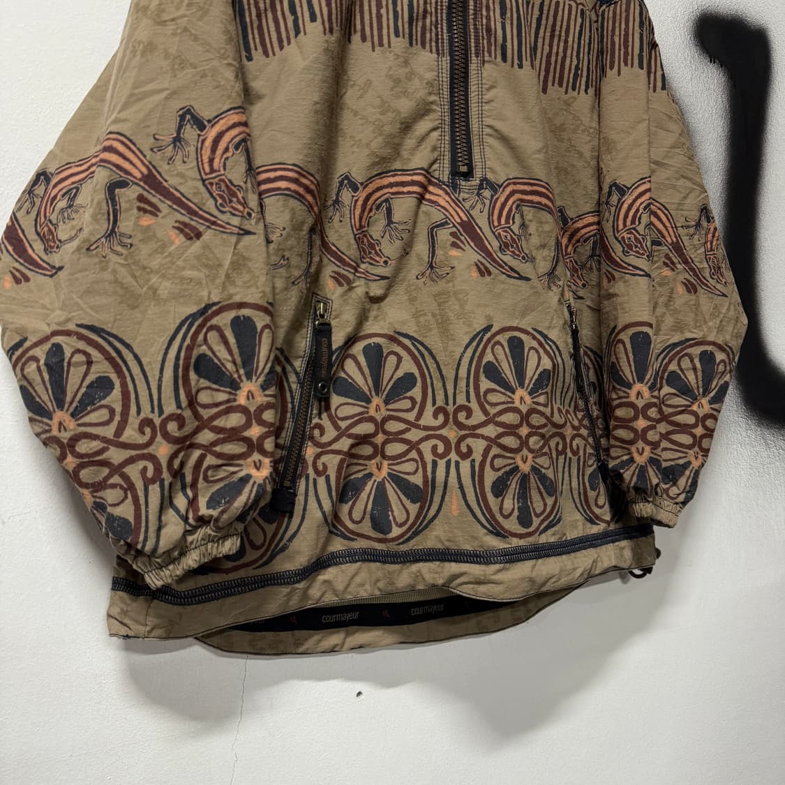 VTG 빈티지 빅 사이즈 에스닉 풀 패턴 하프 집업 아노락 자켓 상품이미지4