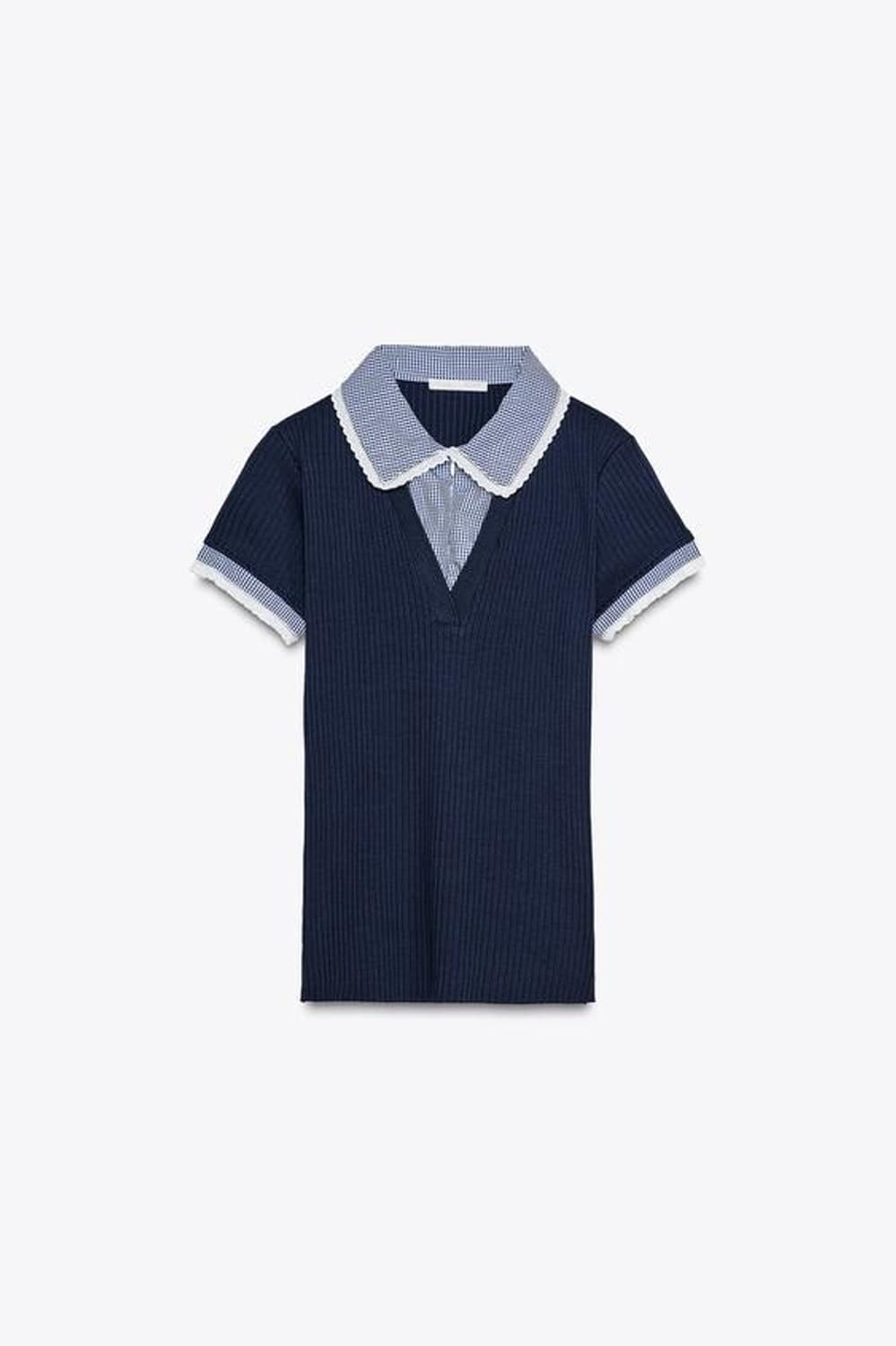 Zara 피터팬 카라 골지 티셔츠 0858307401 상품이미지1