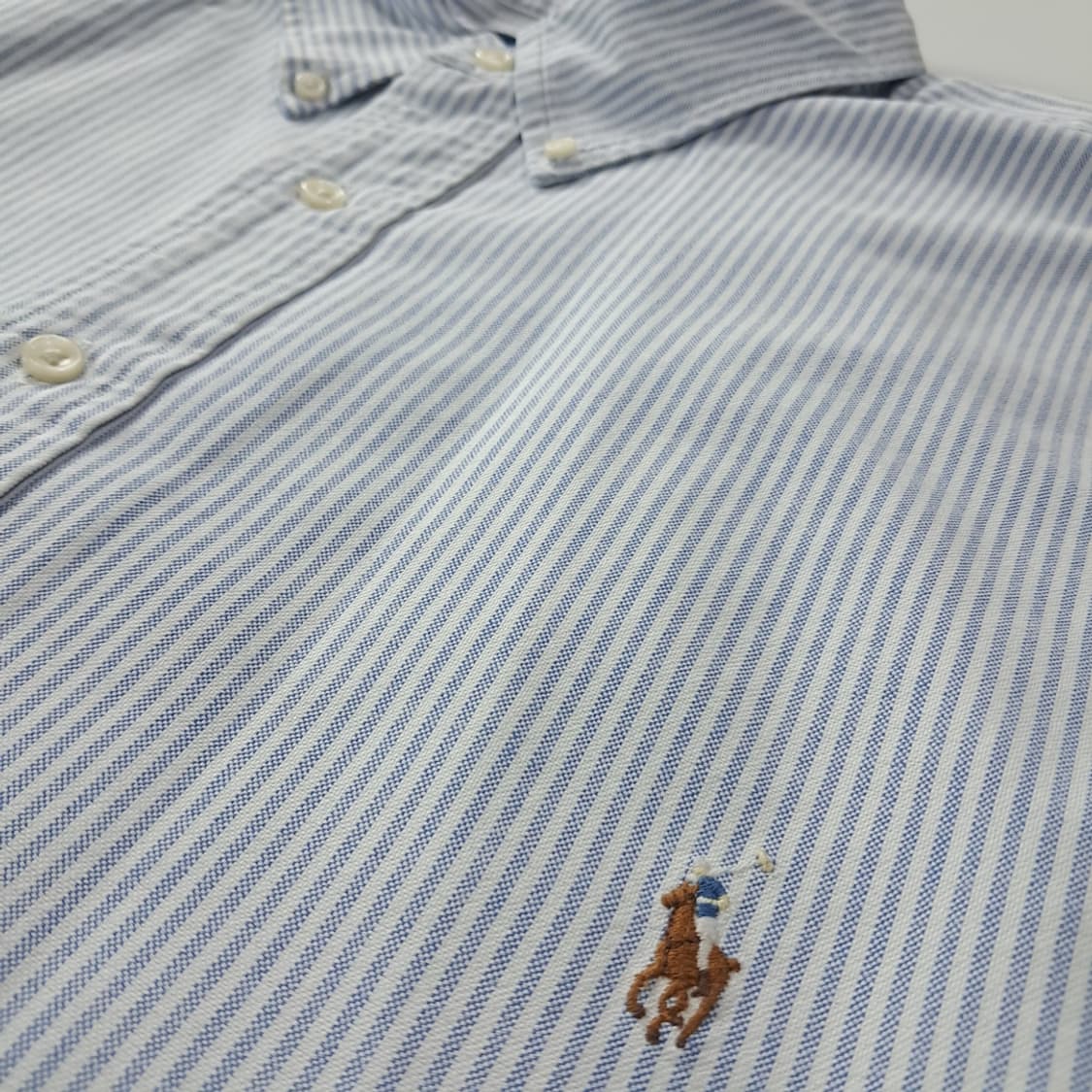 CK228 2XLT 폴로 클래식 블루  스트라이프 반팔 셔츠 남방 상품이미지4