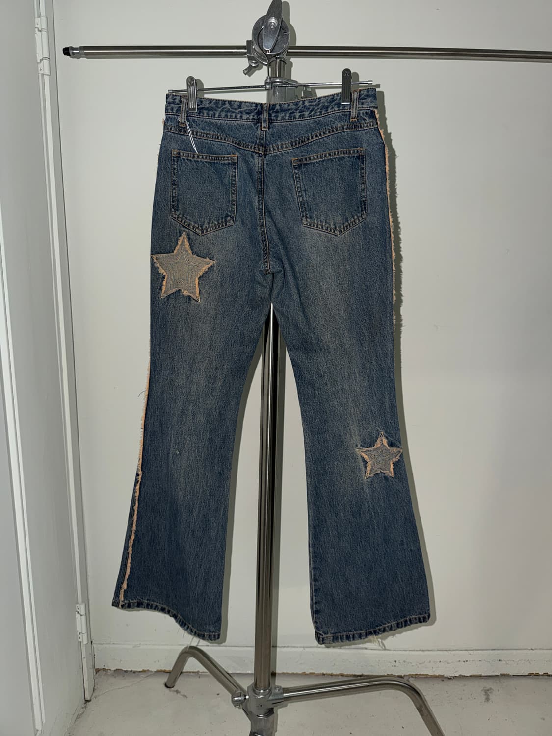 일본빈티지 갸루펑키 별패치 세미부츠컷 데님 상품이미지4