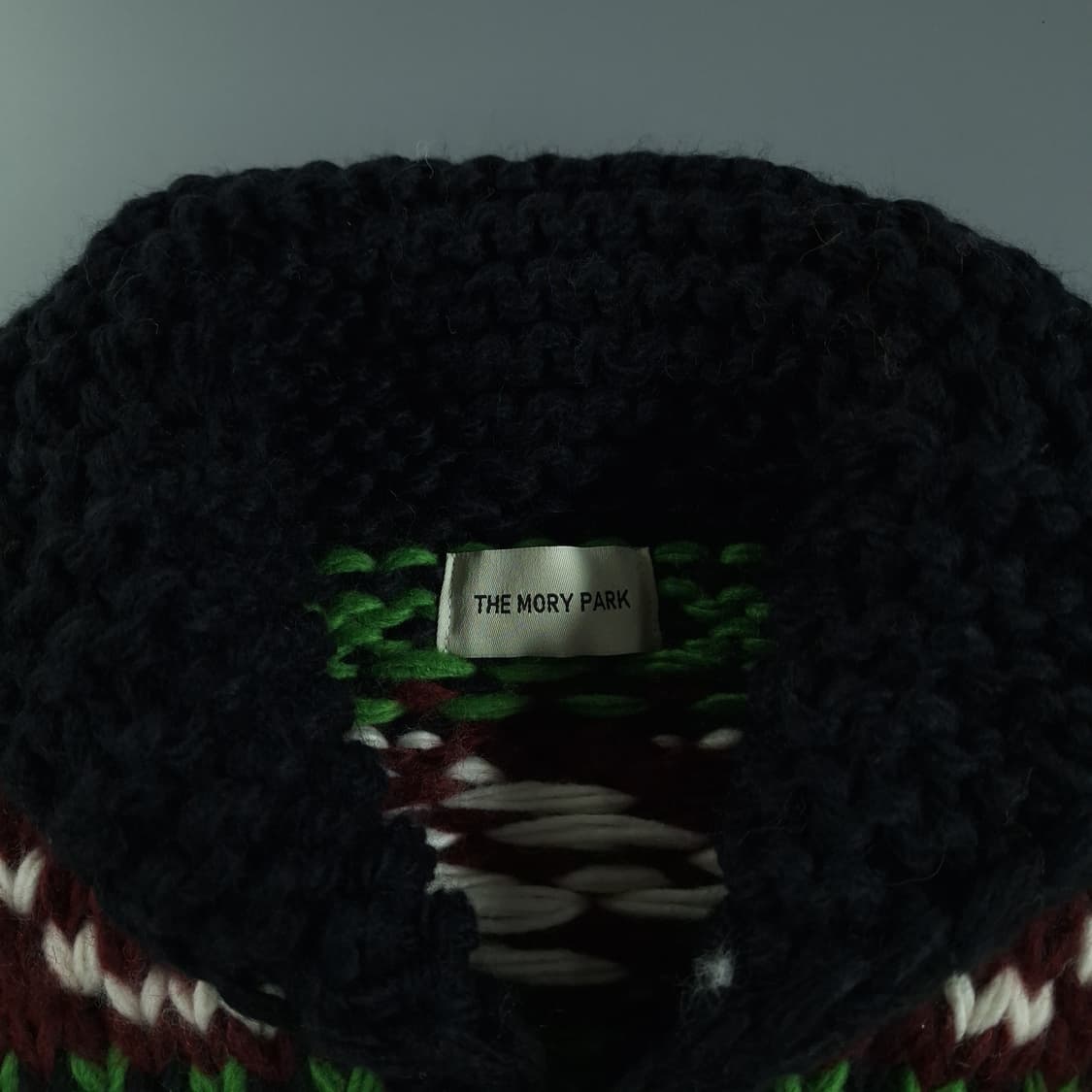 빈티지 아이보리 그린 멀티컬러 노르딕 패턴 숄카라 코위찬 니트 가디건 상품이미지6