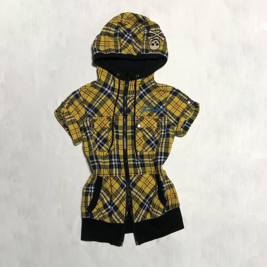 날개 레터링 체크 후드 집업 옐로우 상품이미지2