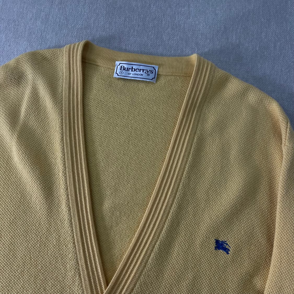 100 버버리 90s 기마로고 옐로우 코튼 가디건 상품이미지2