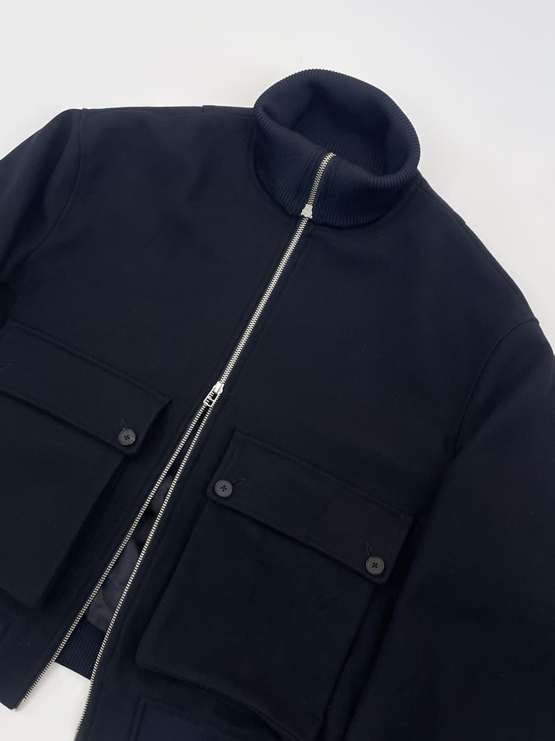 [S] 이얼즈어고 22fw 울 바시티 하이넥 집업 자켓 상품이미지1