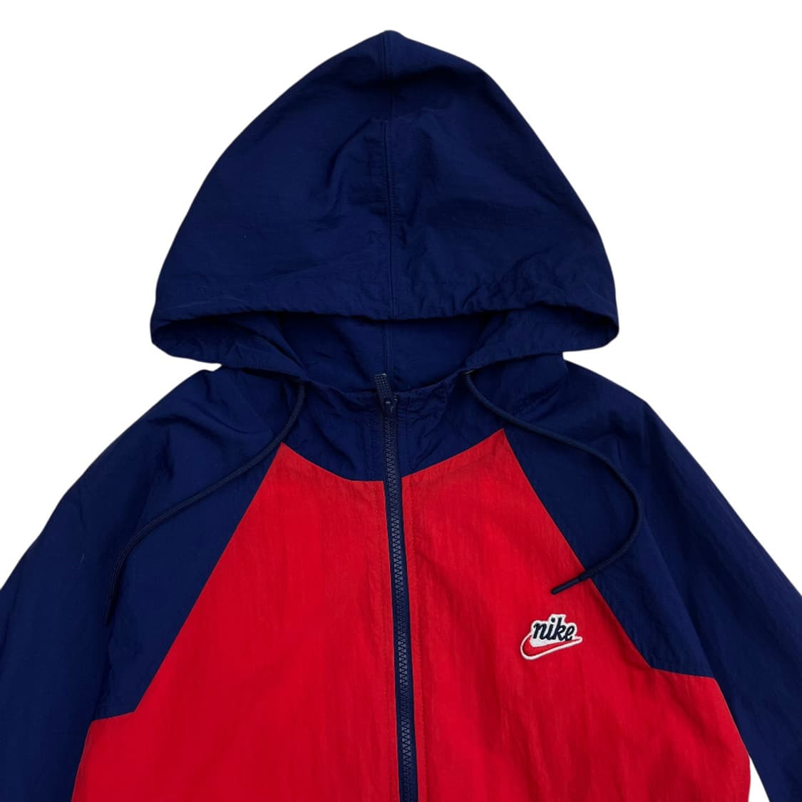 나이키 미니로고 네이비 배색 레드 후드 바람막이 XL 상품이미지4