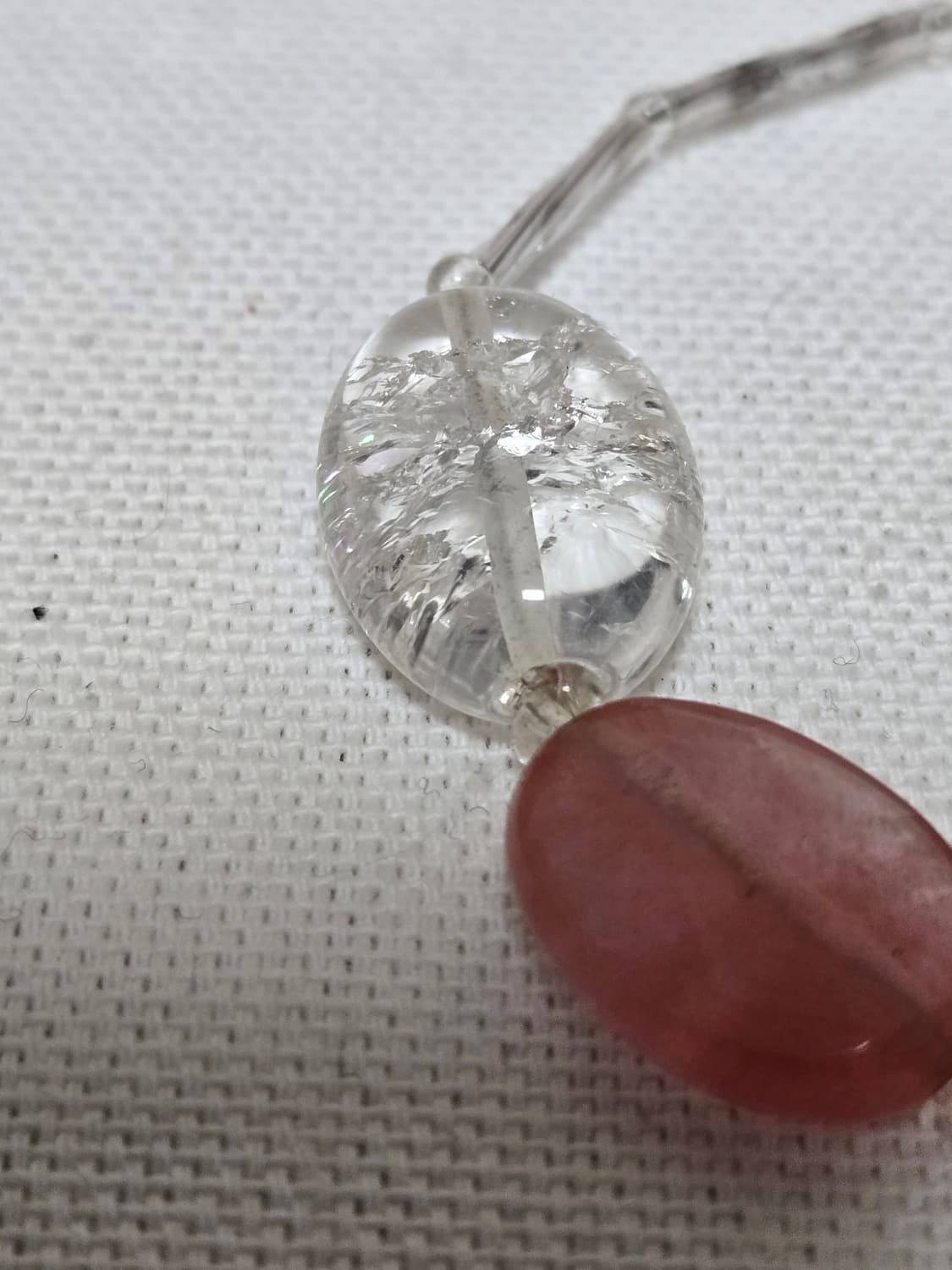 빈티지 믹스 원석 팔찌 크랙수정 로즈톤 내포수정 포인트 상품이미지3